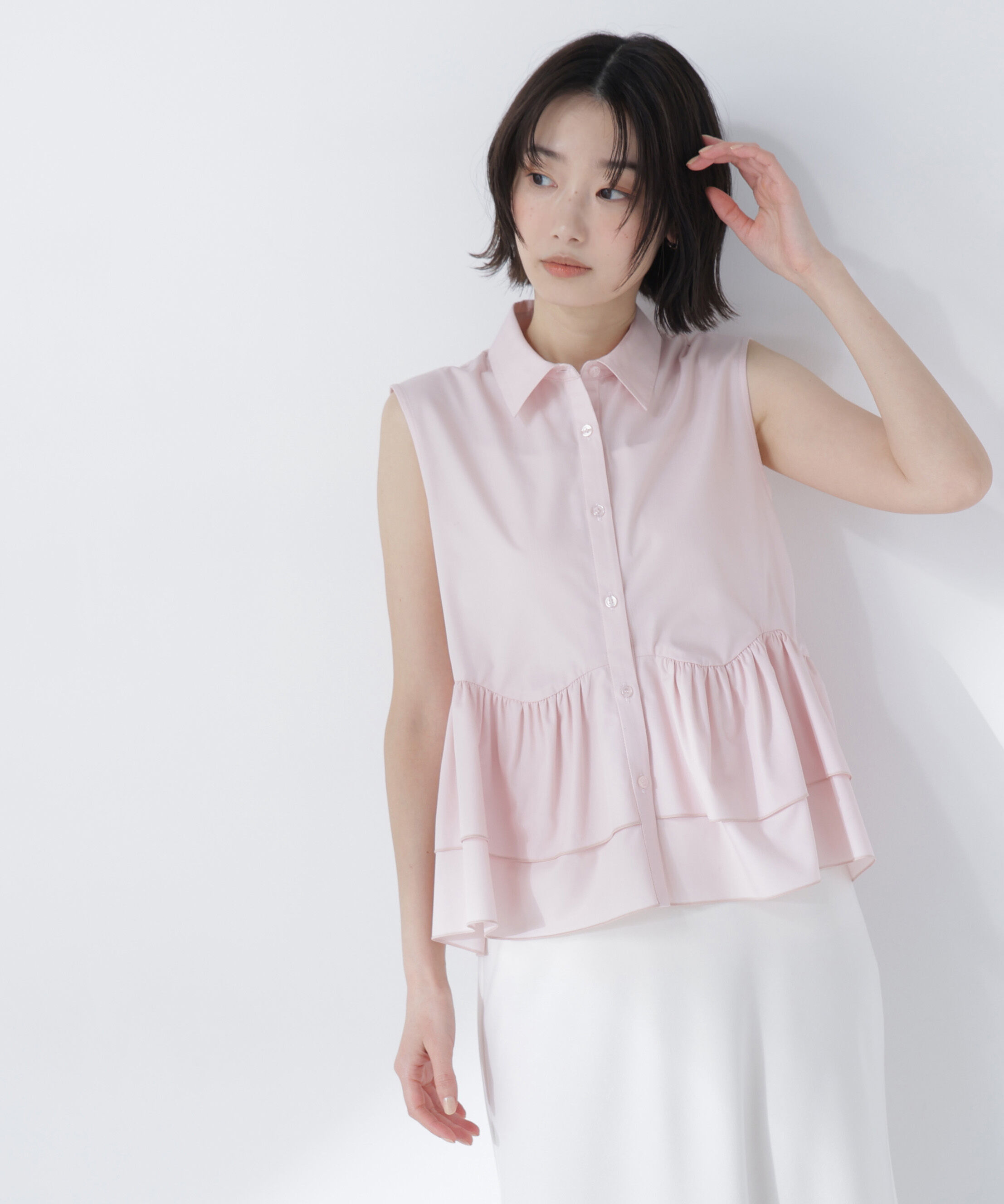 「ティアードペプラムシャツ」|シャツ・ブラウス|ピンク