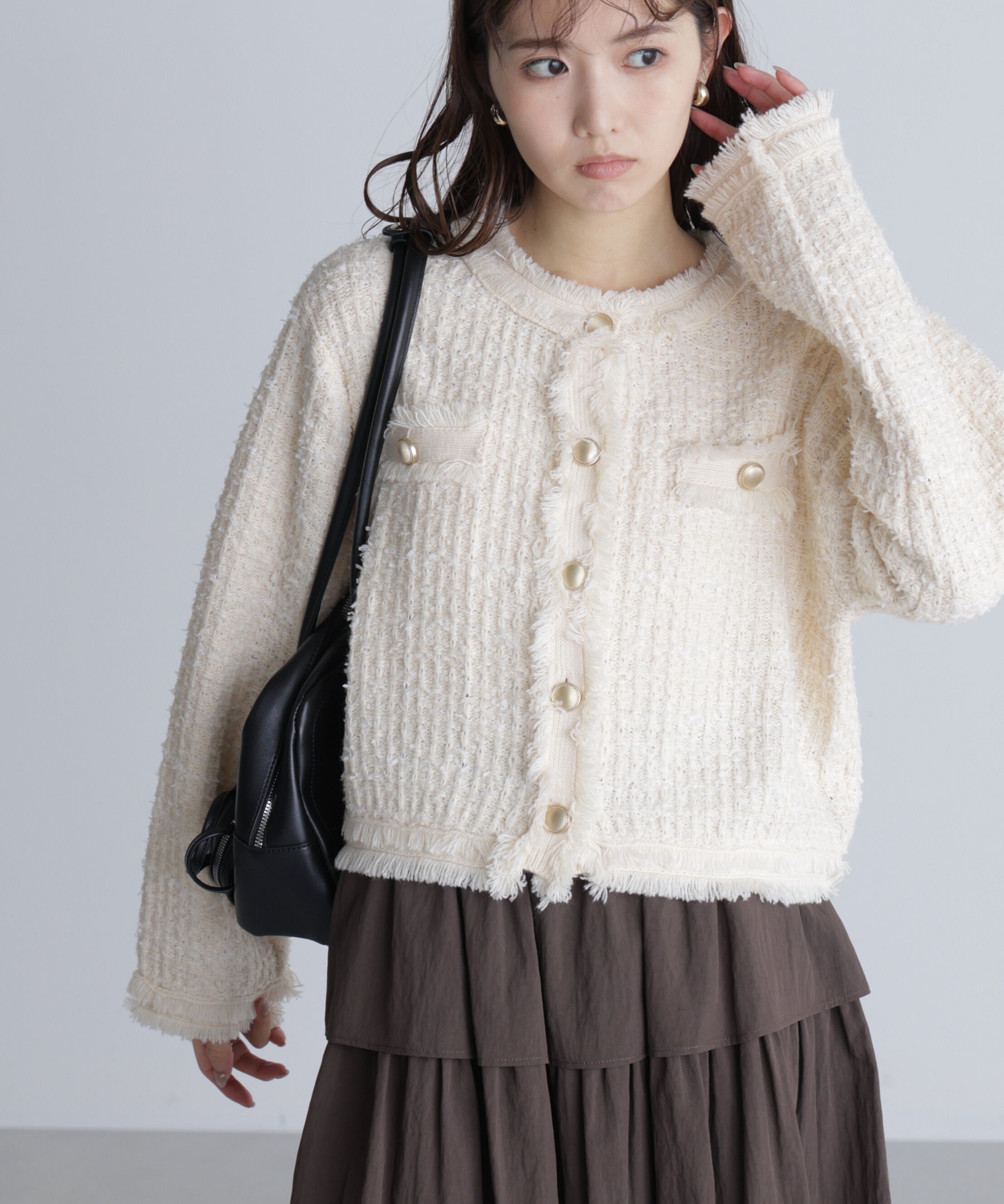  「ツィードニットカーディガン」|ニット・セーター|