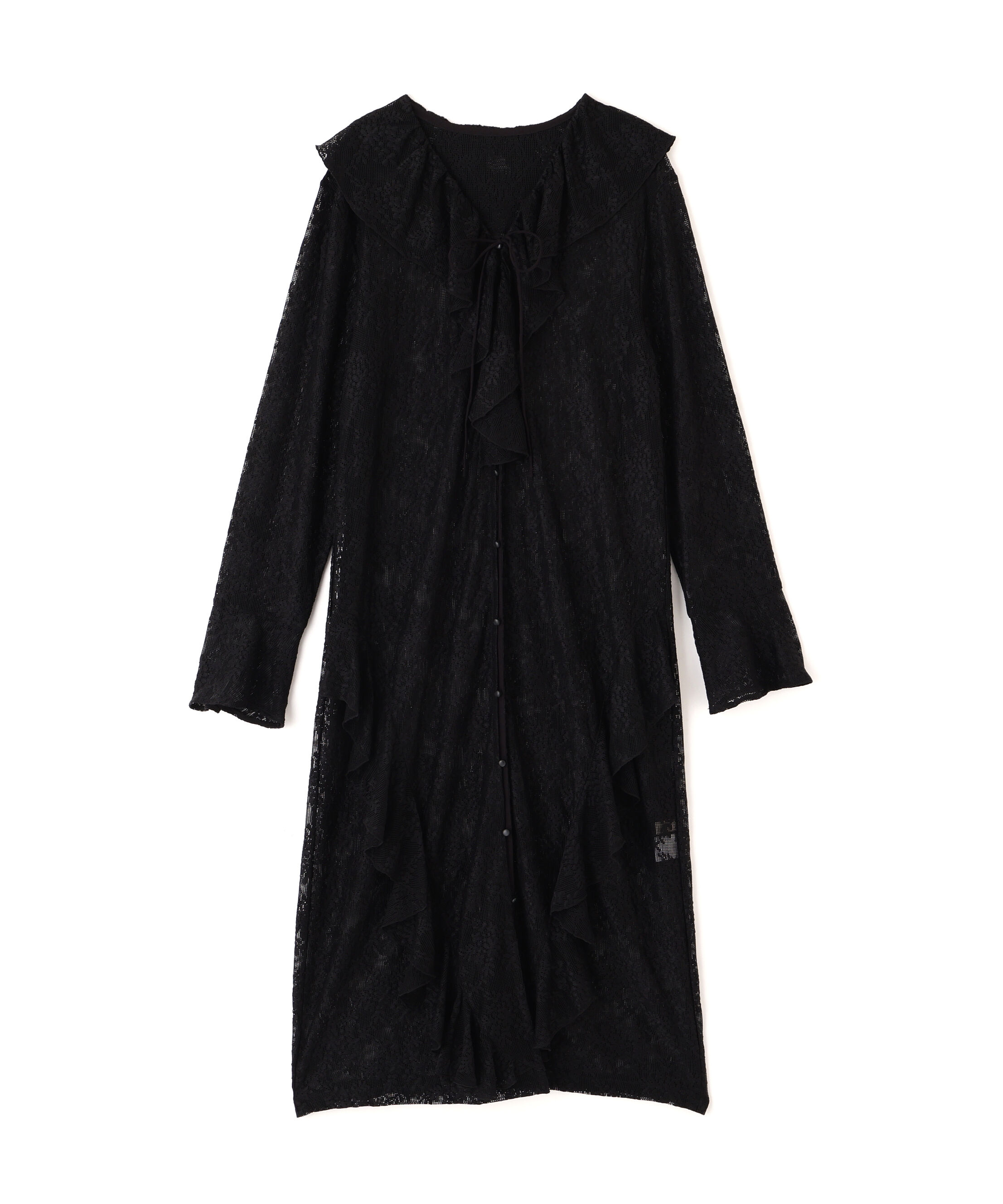  「前開きラッフルフリルレースワンピース」|ワンピース|