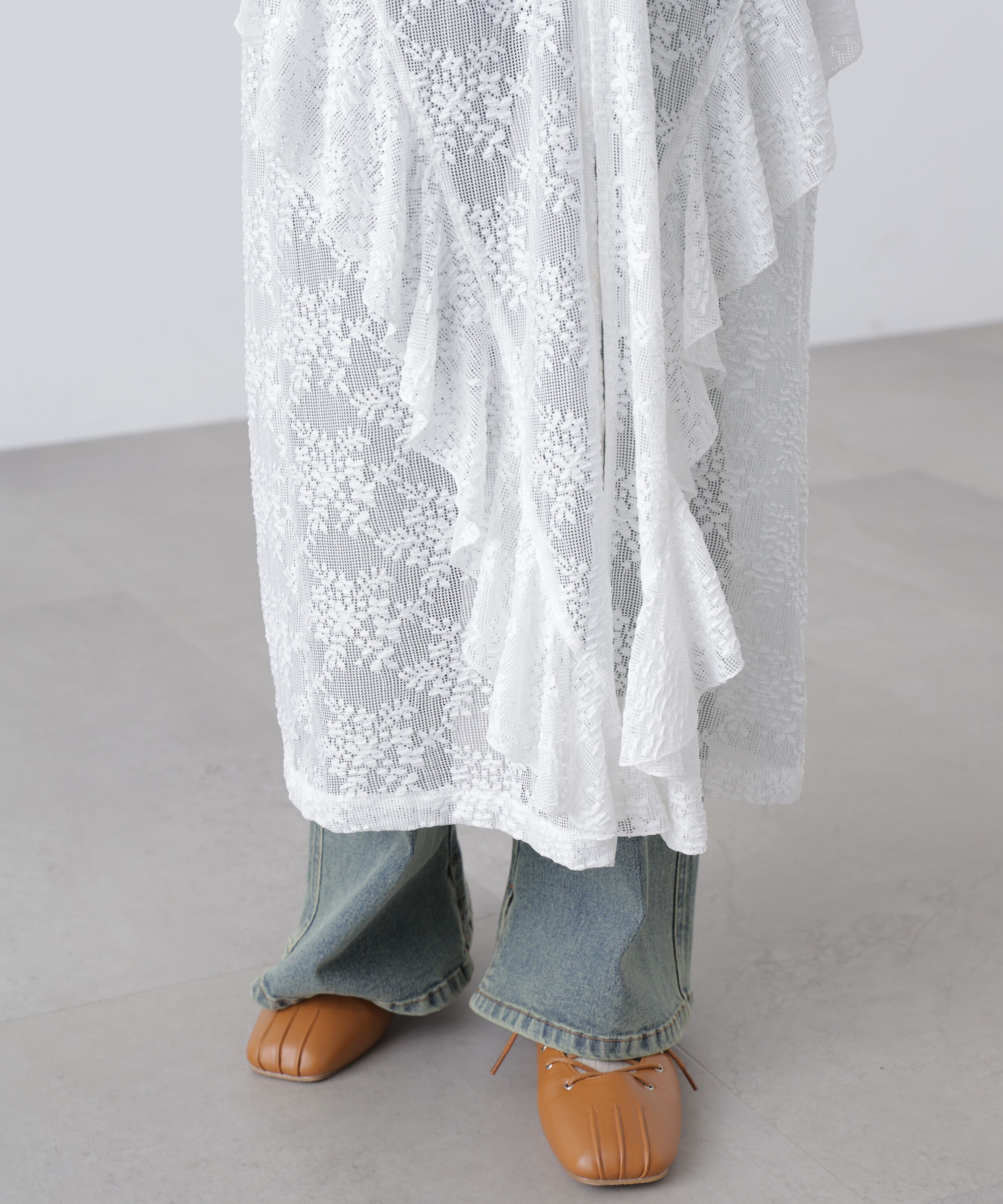  「前開きラッフルフリルレースワンピース」|ワンピース|