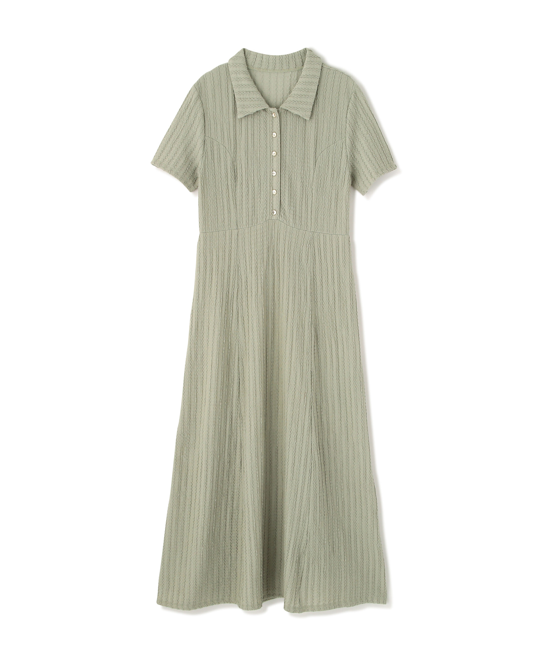  「金ボタンカットジャガードポロワンピース」|ワンピース|