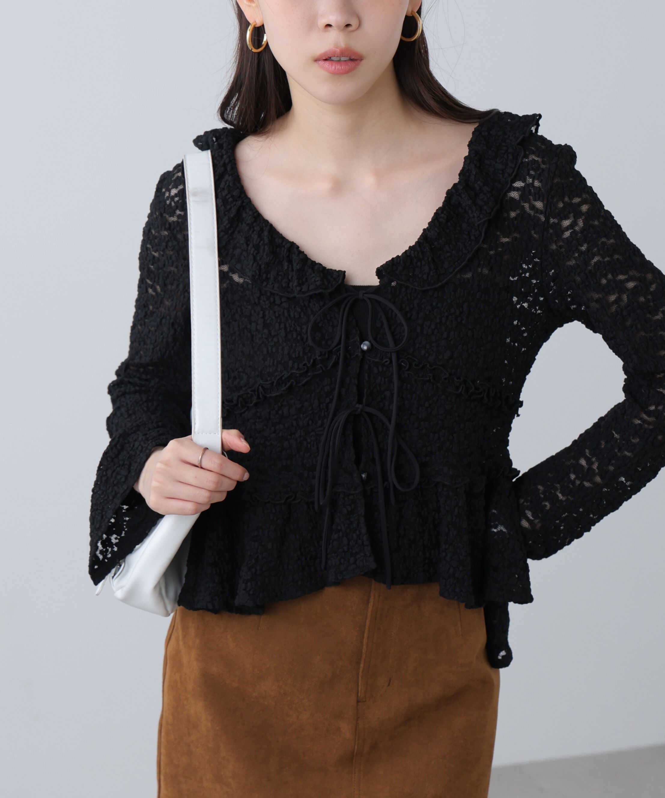  「前開きレースブラウス」|シャツ・ブラウス|