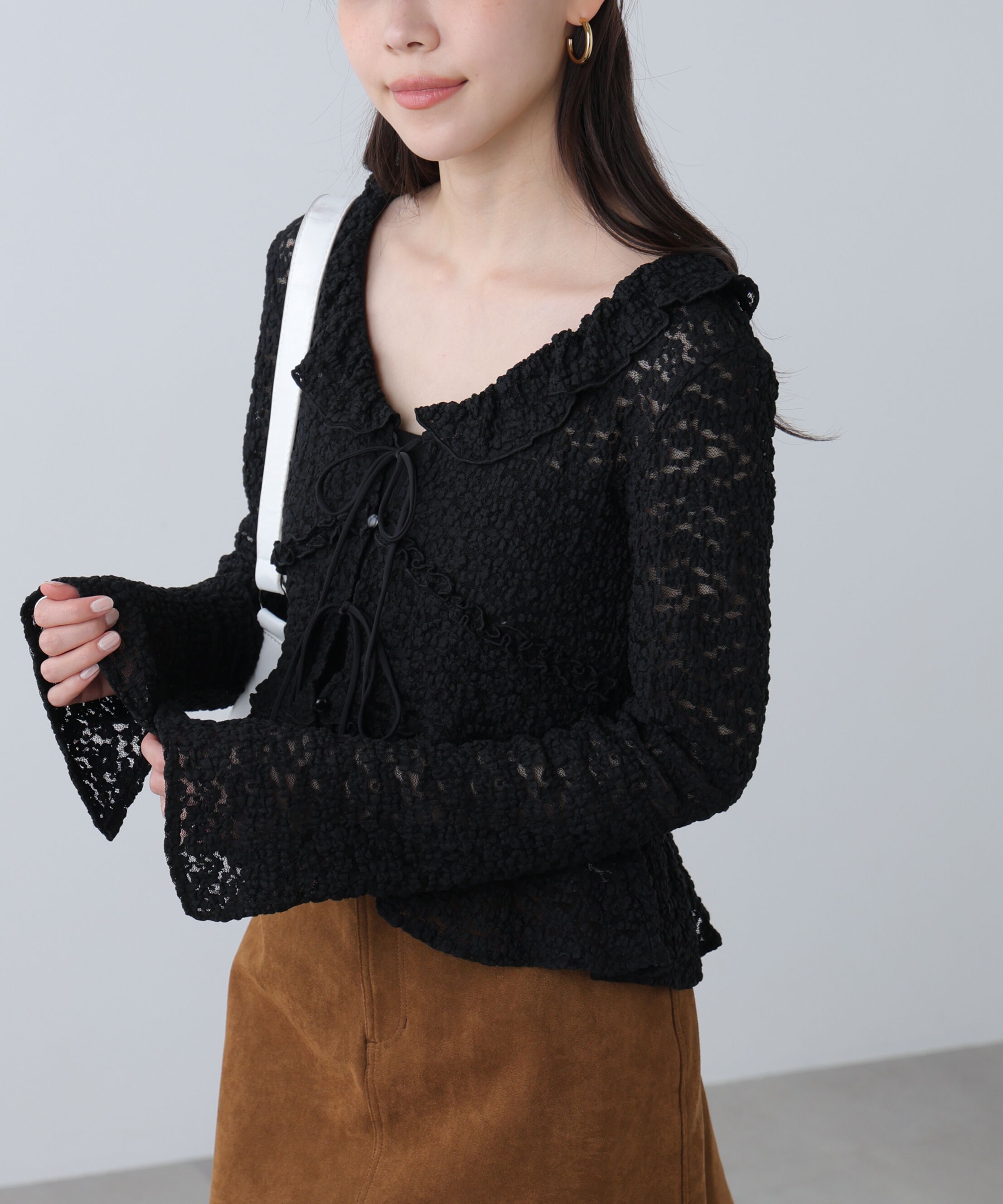  「前開きレースブラウス」|シャツ・ブラウス|
