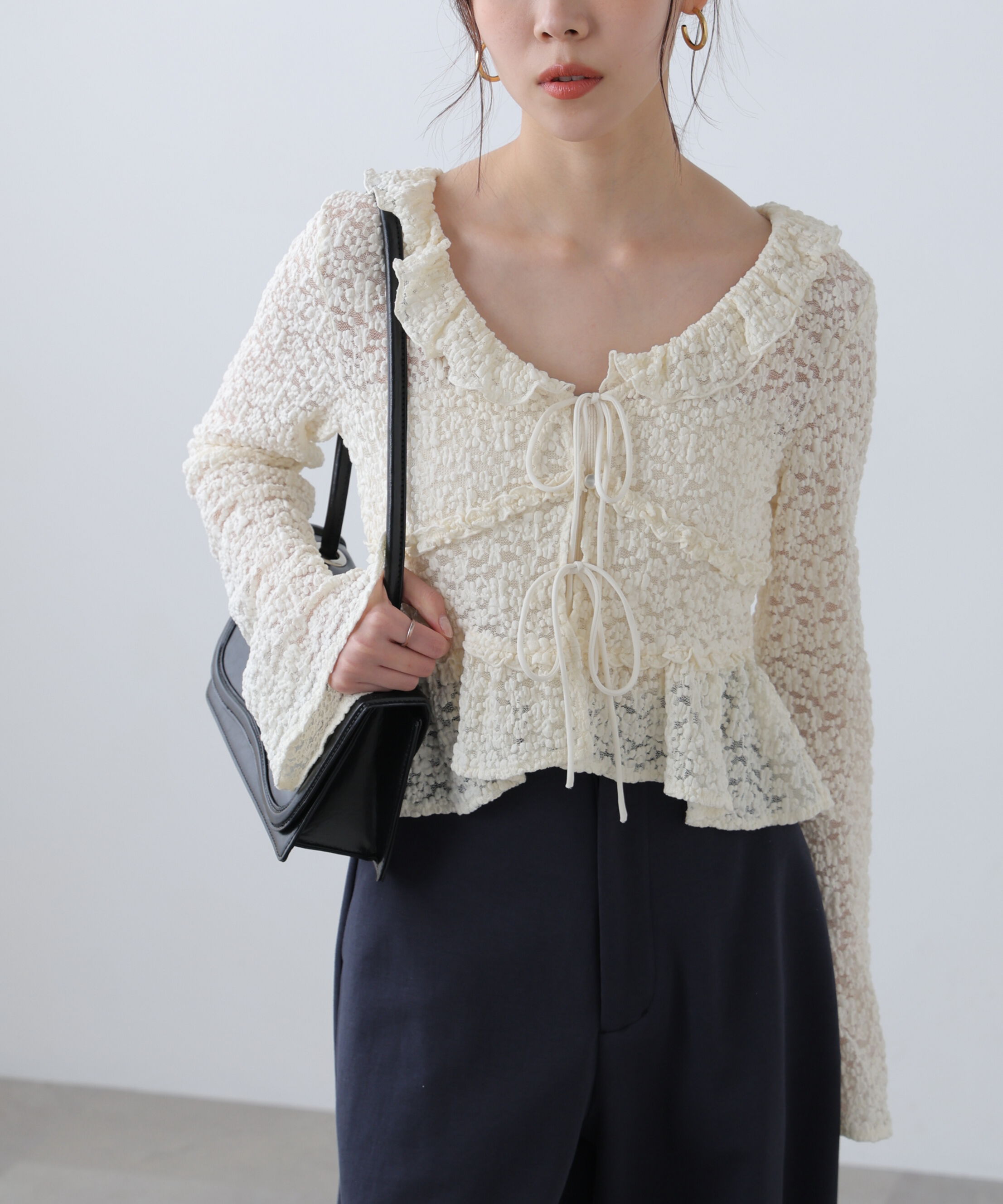  「前開きレースブラウス」|シャツ・ブラウス|