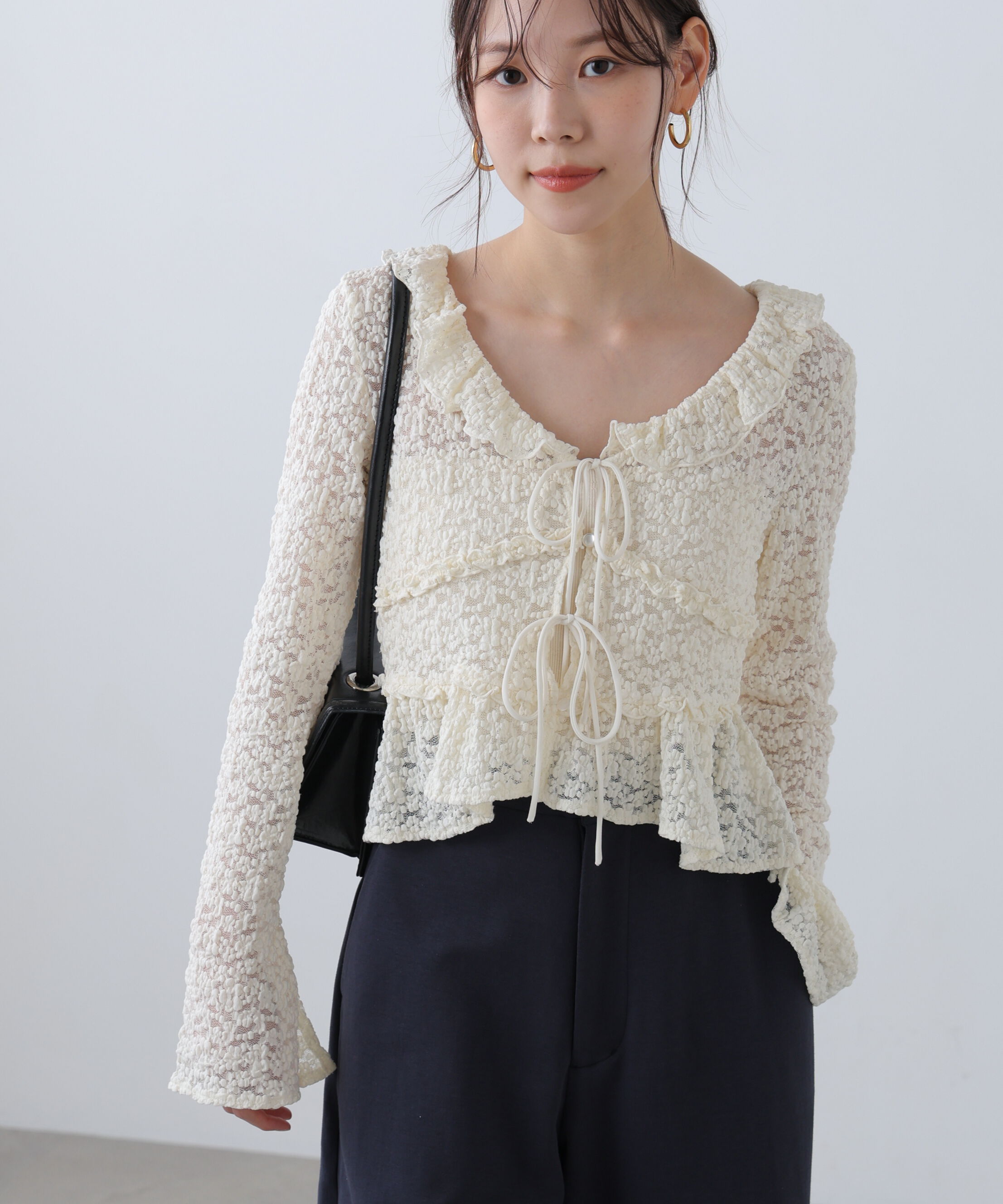  「前開きレースブラウス」|シャツ・ブラウス|