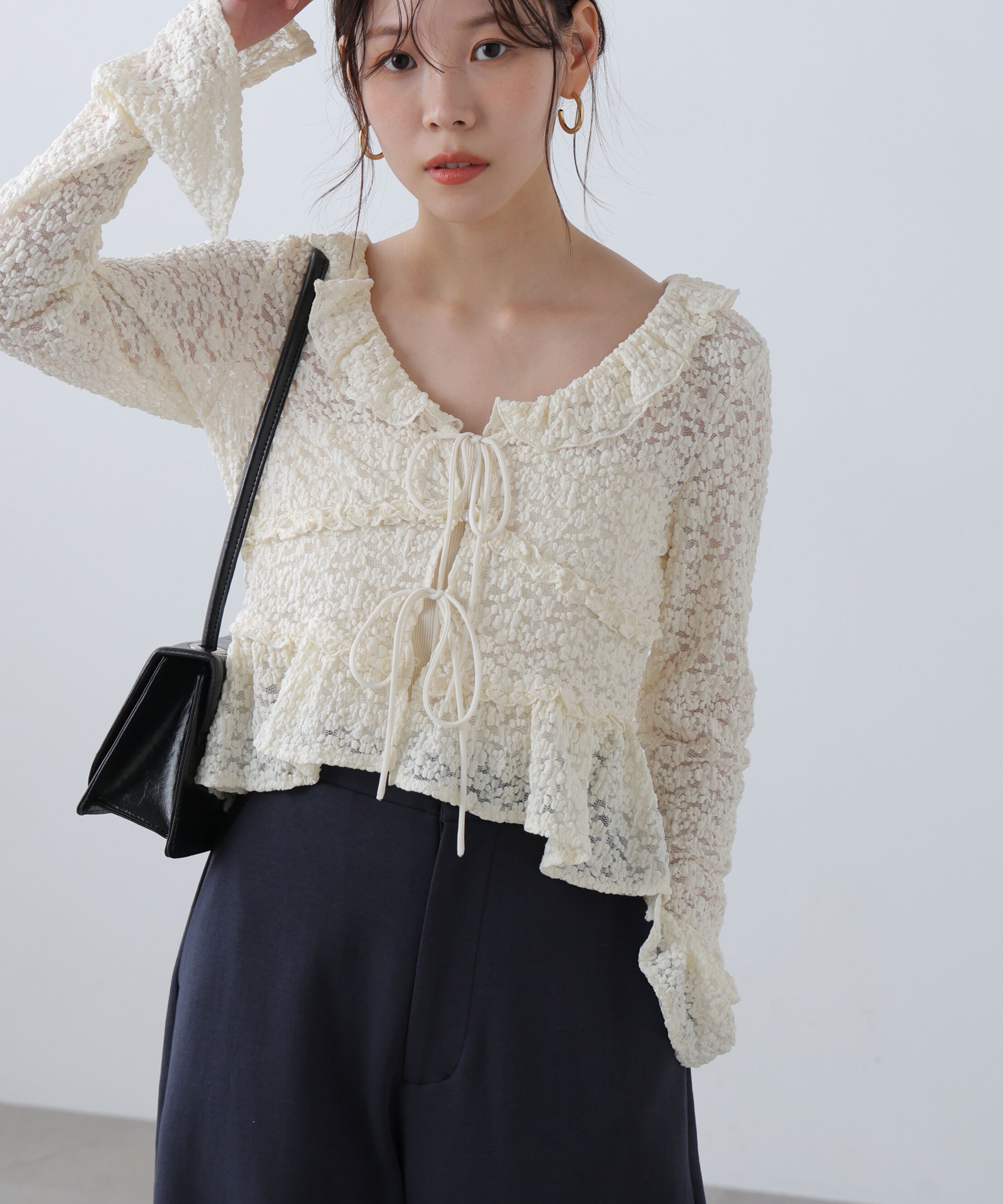  「前開きレースブラウス」|シャツ・ブラウス|