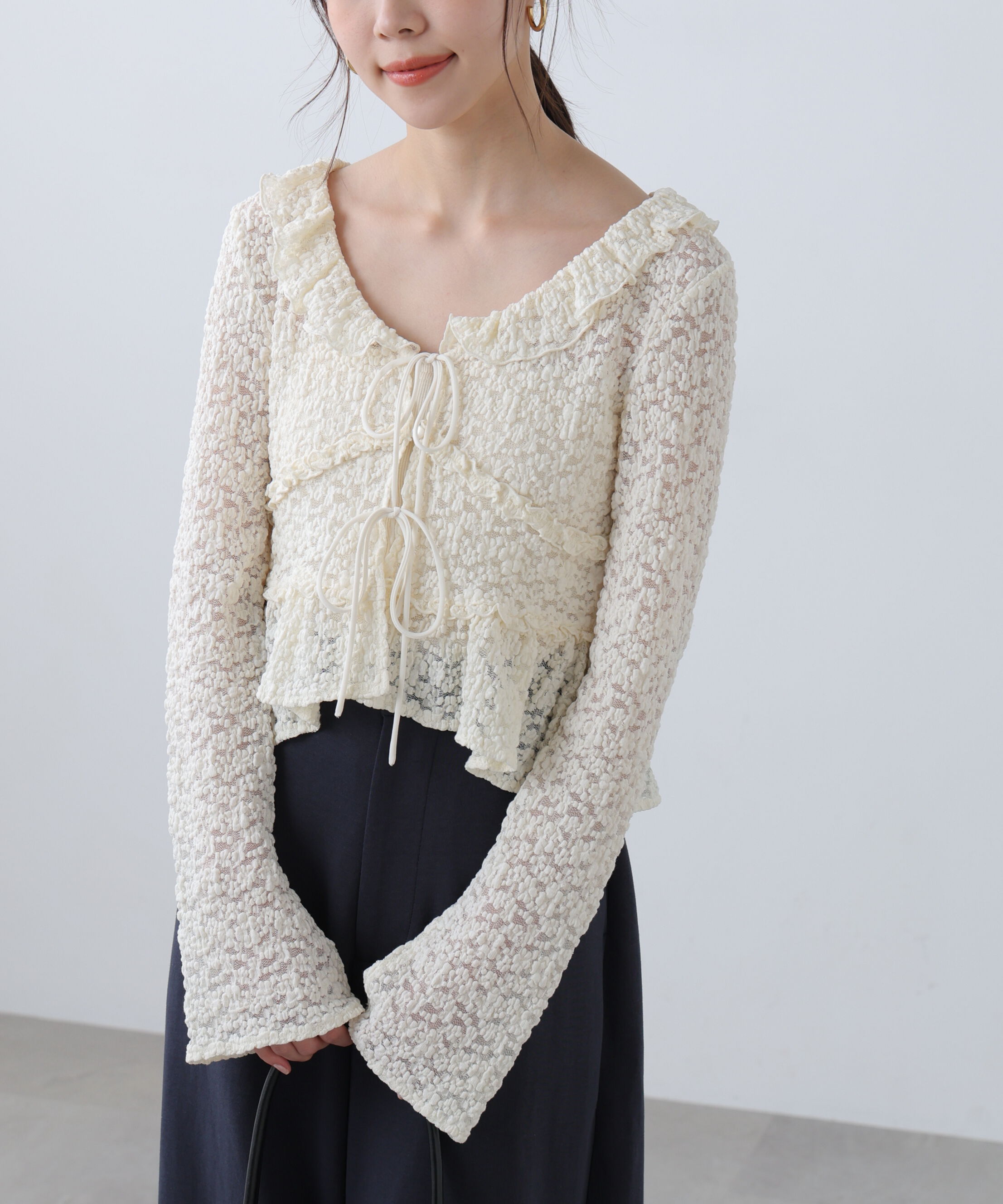  「前開きレースブラウス」|シャツ・ブラウス|