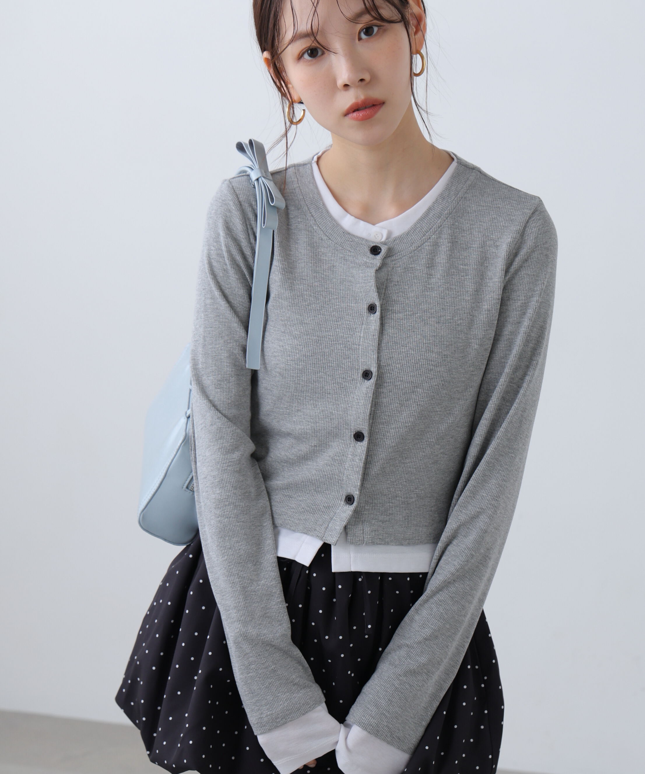  「レイヤード風カットソーカーディガン」|Tシャツ・カットソー|