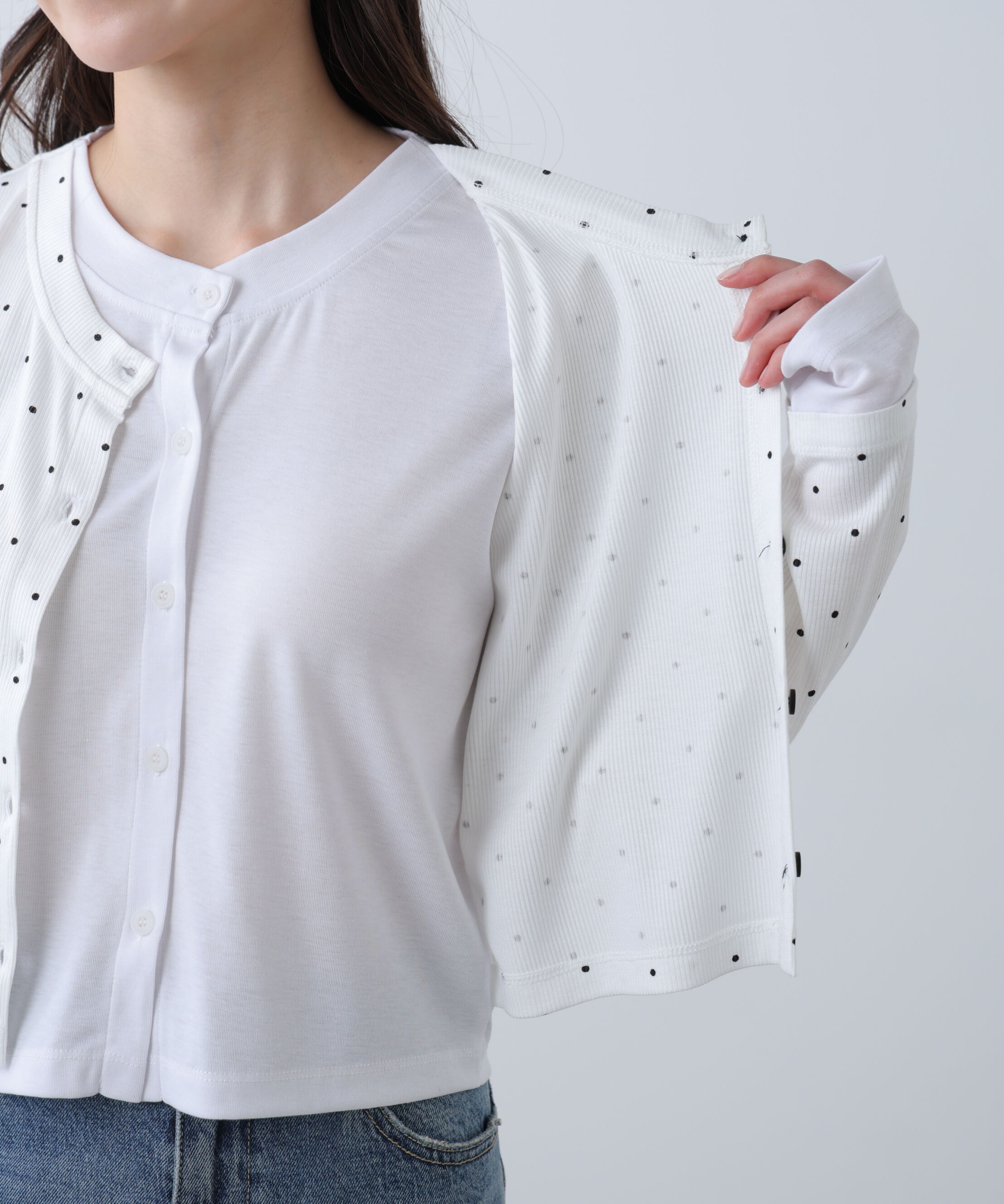  「レイヤード風カットソーカーディガン」|Tシャツ・カットソー|