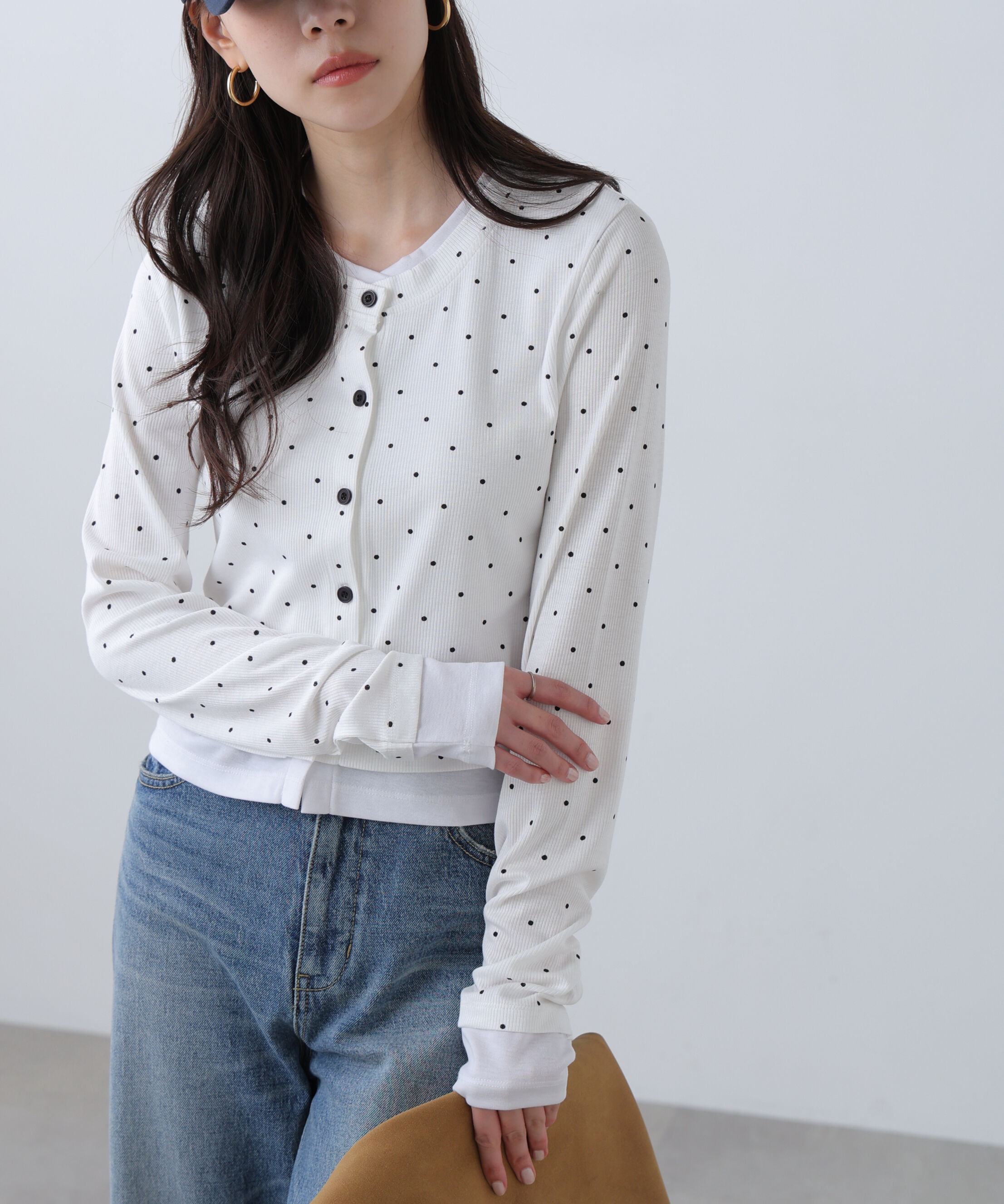  「レイヤード風カットソーカーディガン」|Tシャツ・カットソー|