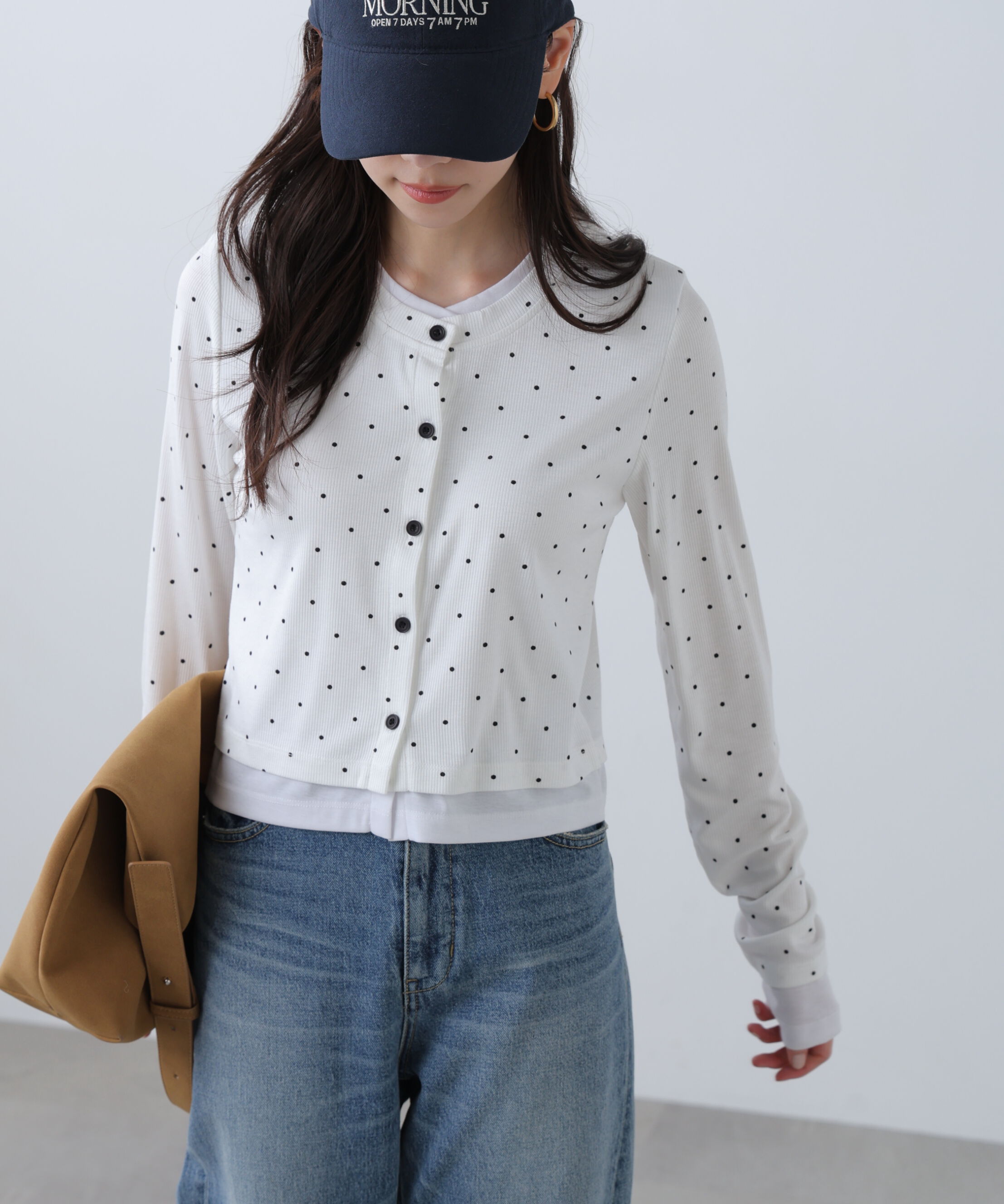  「レイヤード風カットソーカーディガン」|Tシャツ・カットソー|