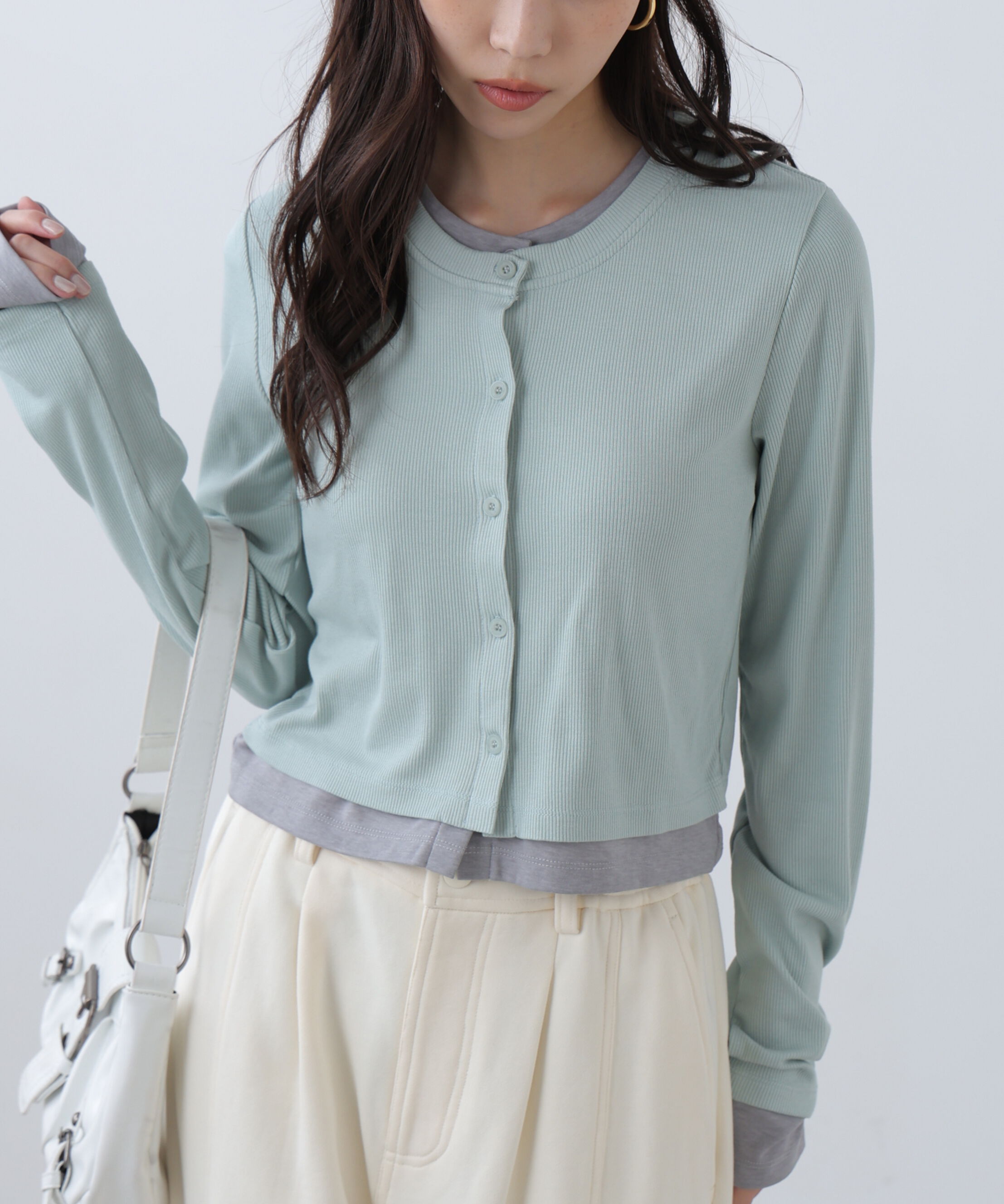  「レイヤード風カットソーカーディガン」|Tシャツ・カットソー|ミント