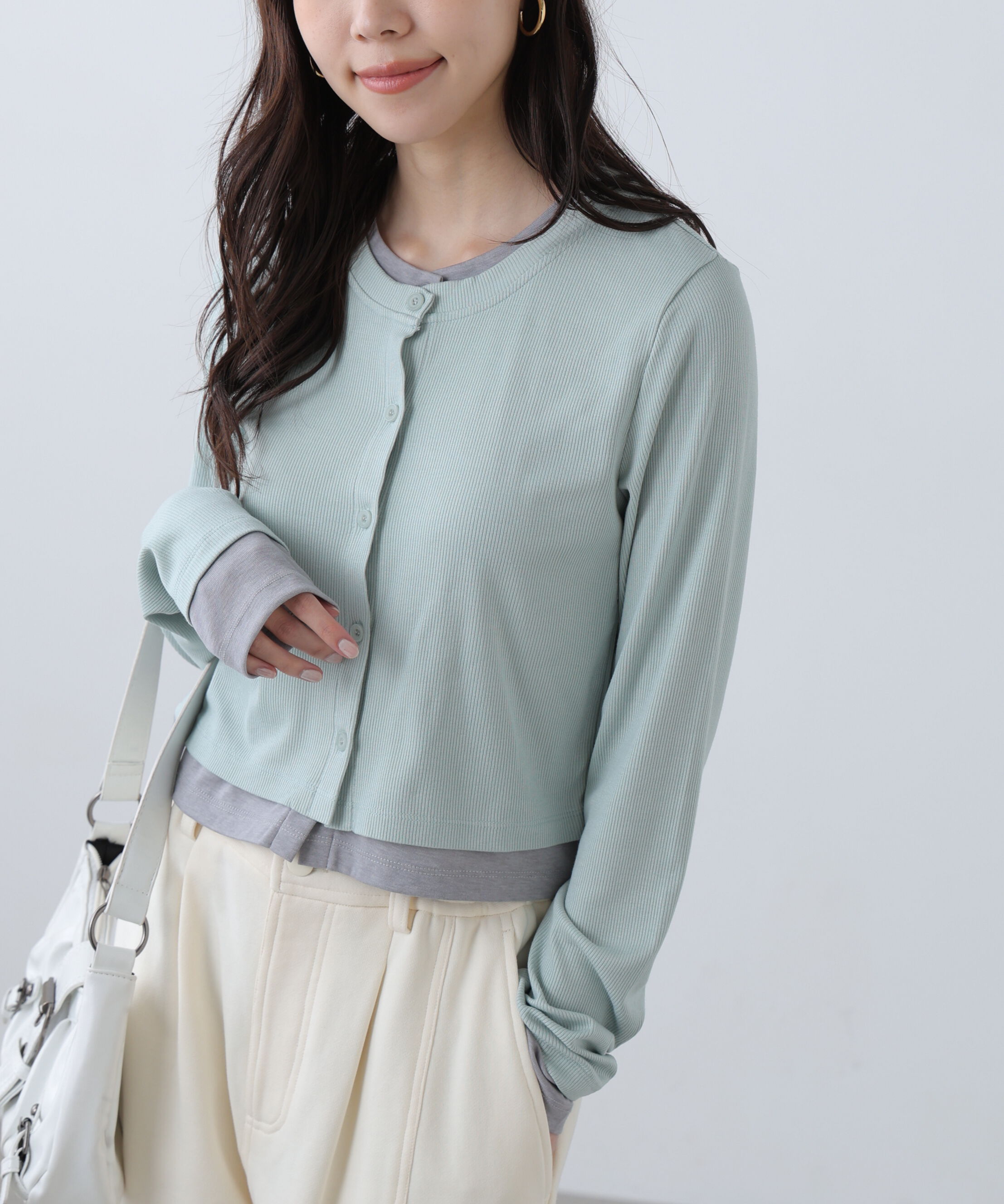  「レイヤード風カットソーカーディガン」|Tシャツ・カットソー|