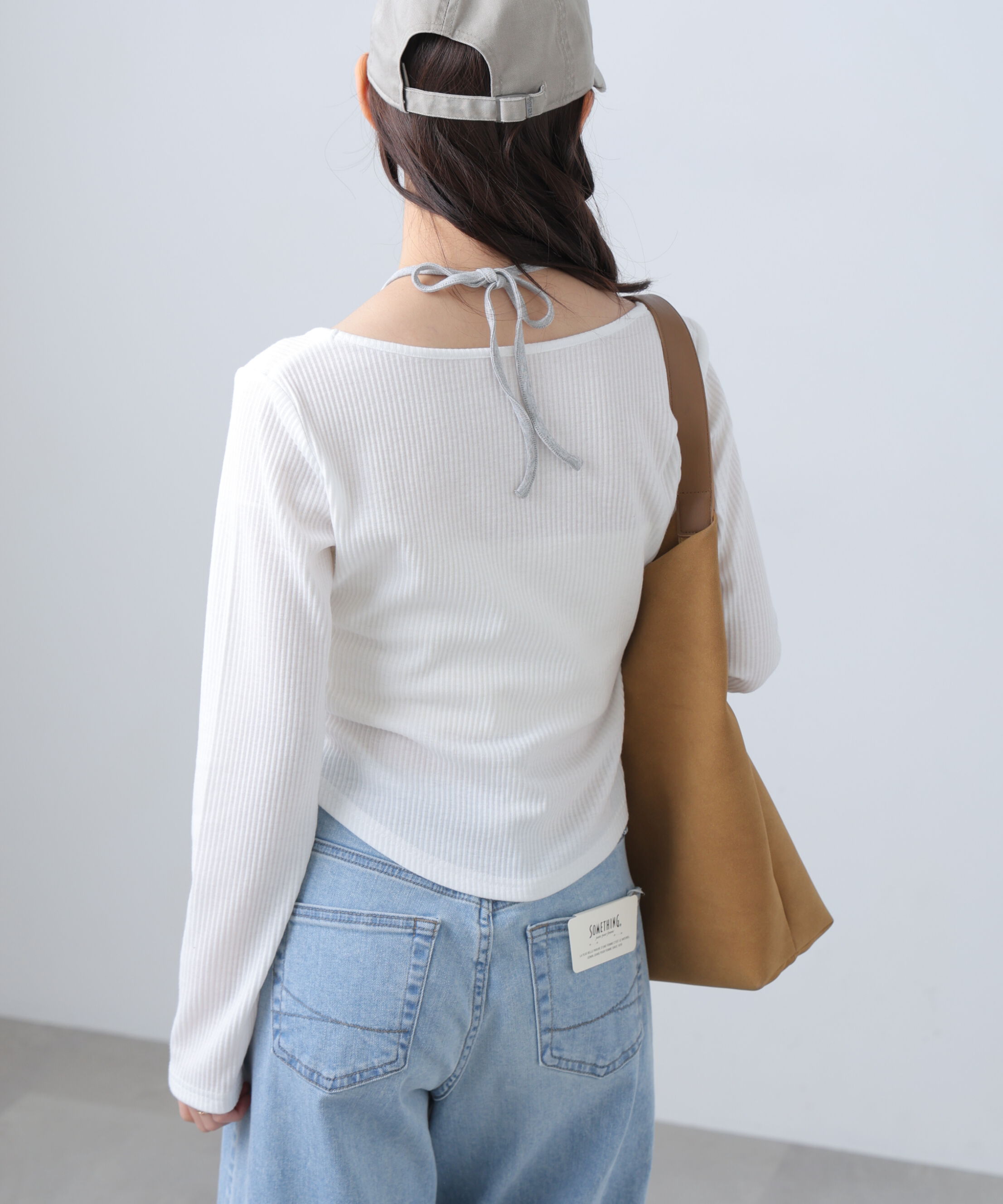  「レイヤード風リブリボンカットソー」|Tシャツ・カットソー|