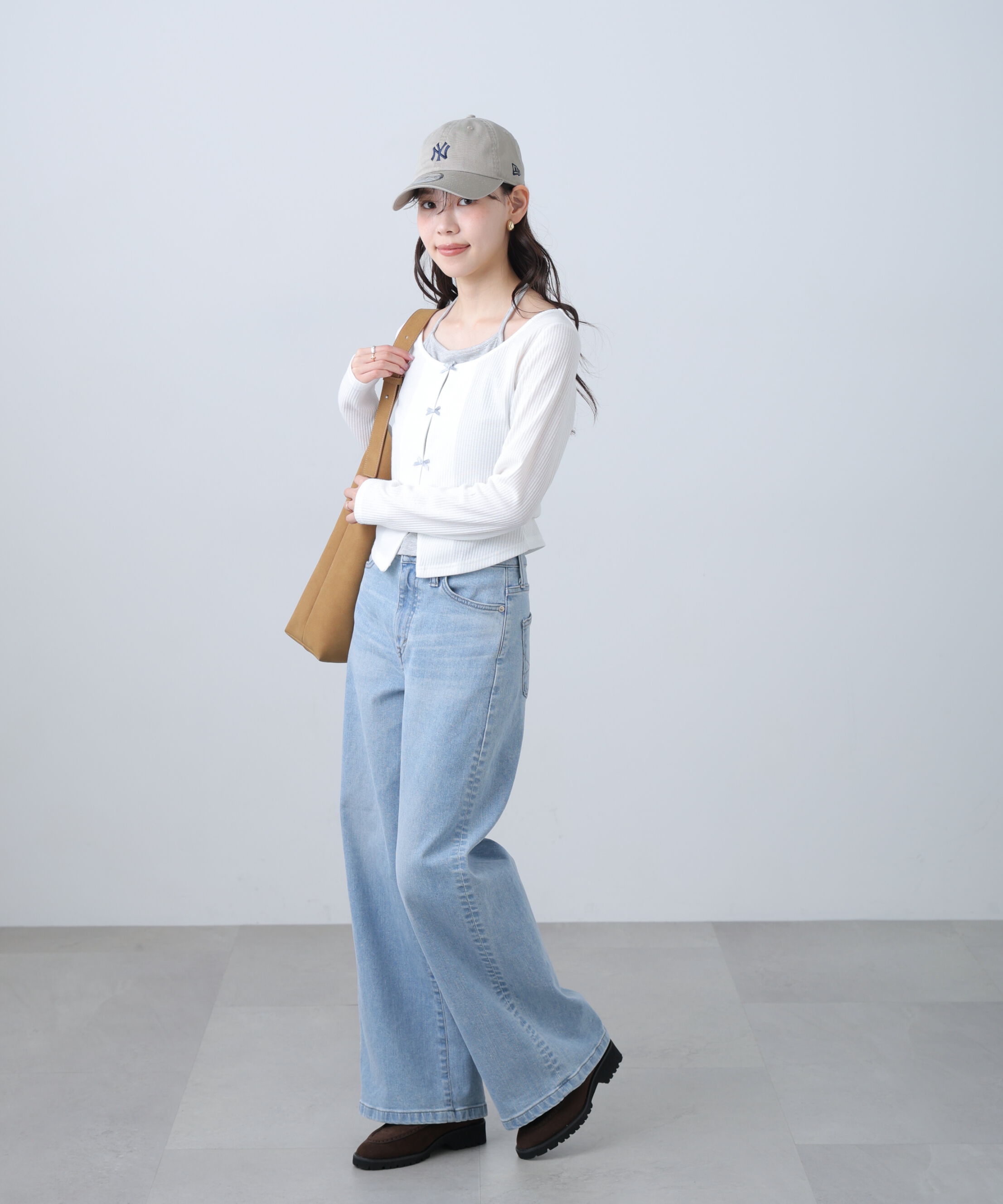  「レイヤード風リブリボンカットソー」|Tシャツ・カットソー|