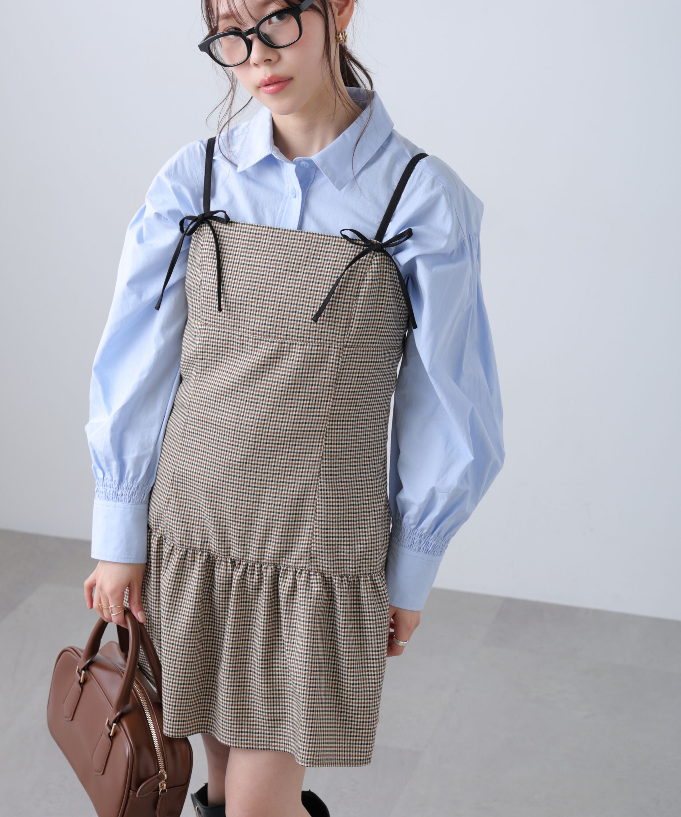  「裾フリルミニ丈キャミワンピース」|ワンピース|ベージュチェ 1