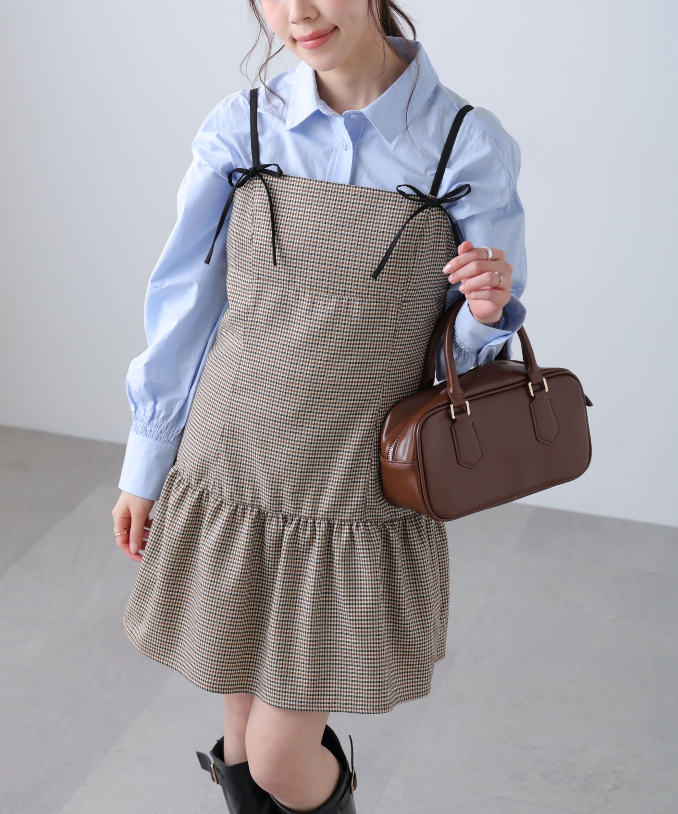  「裾フリルミニ丈キャミワンピース」|ワンピース|