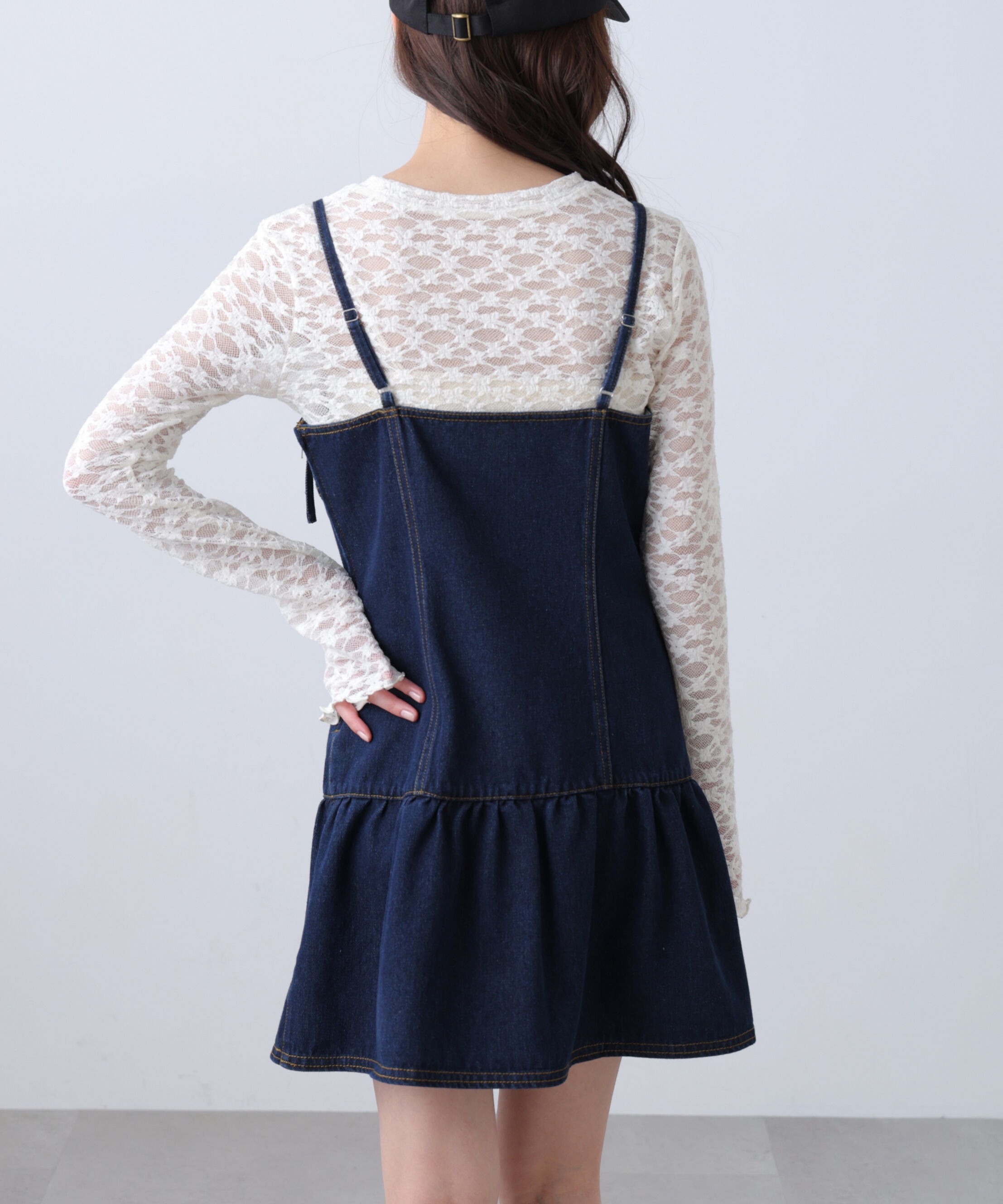  「裾フリルミニ丈キャミワンピース」|ワンピース|