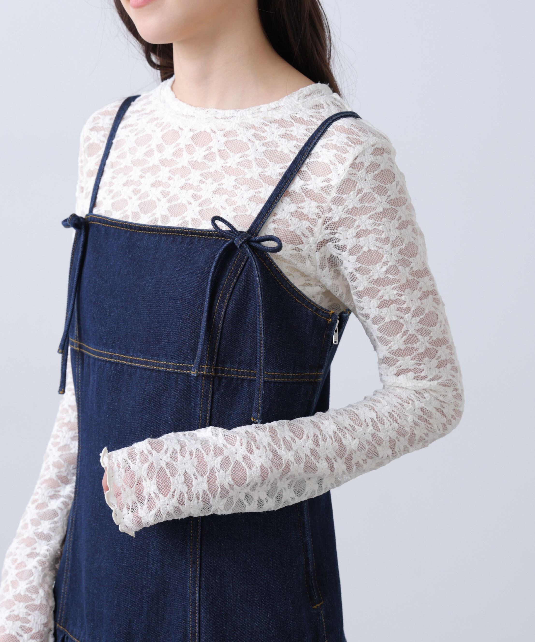  「裾フリルミニ丈キャミワンピース」|ワンピース|