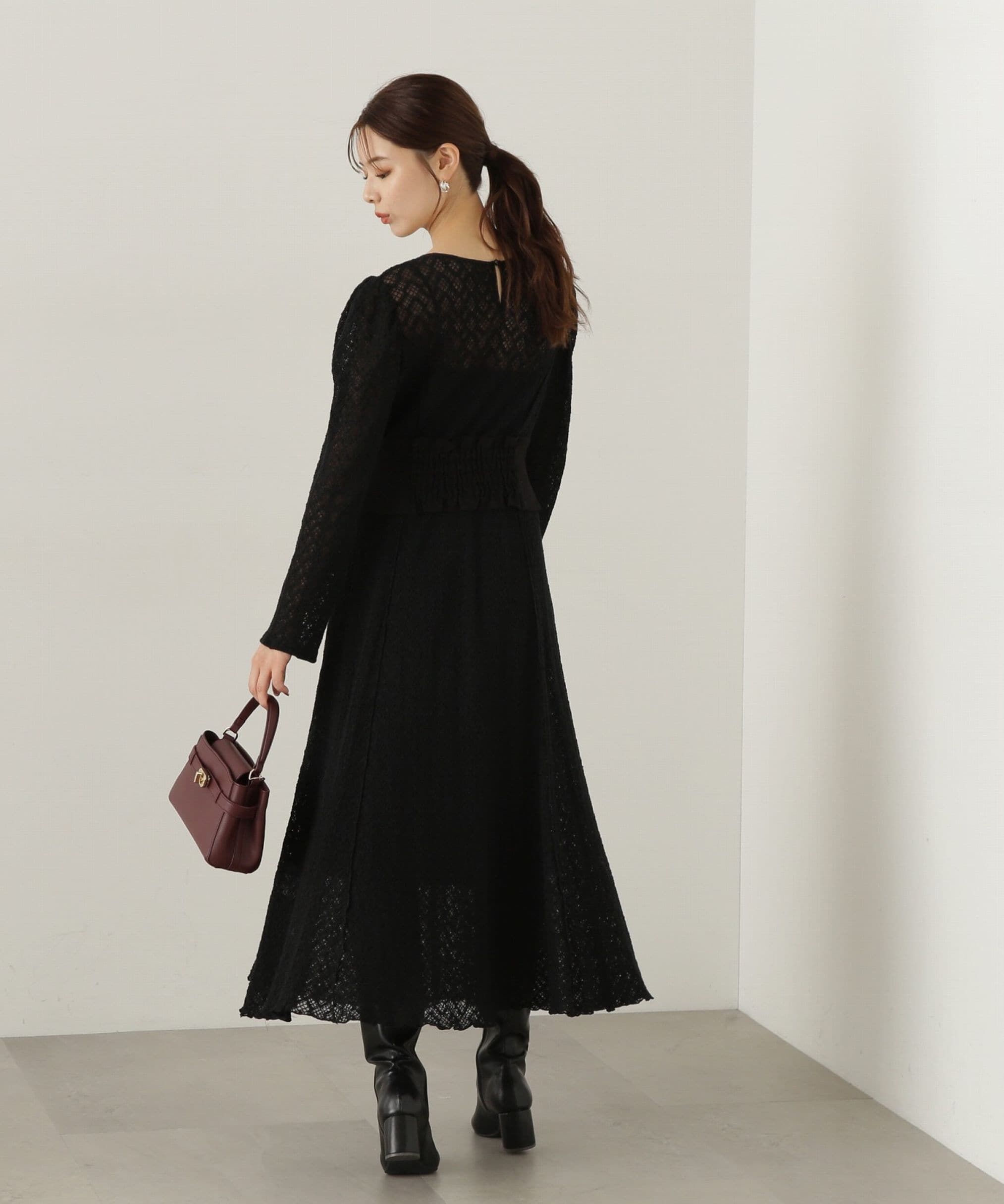 PROPORTION BODY DRESSING「コルセットベルト付きレースワンピース　24AW」|ワンピース|