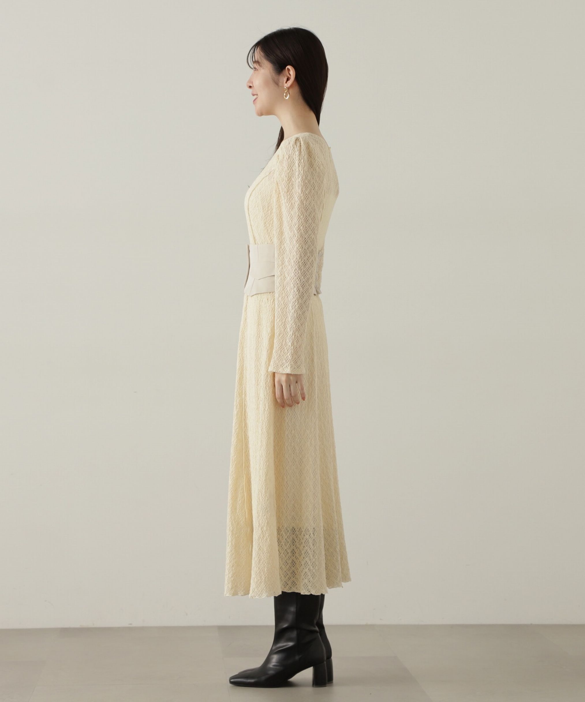 PROPORTION BODY DRESSING「コルセットベルト付きレースワンピース　24AW」|ワンピース|