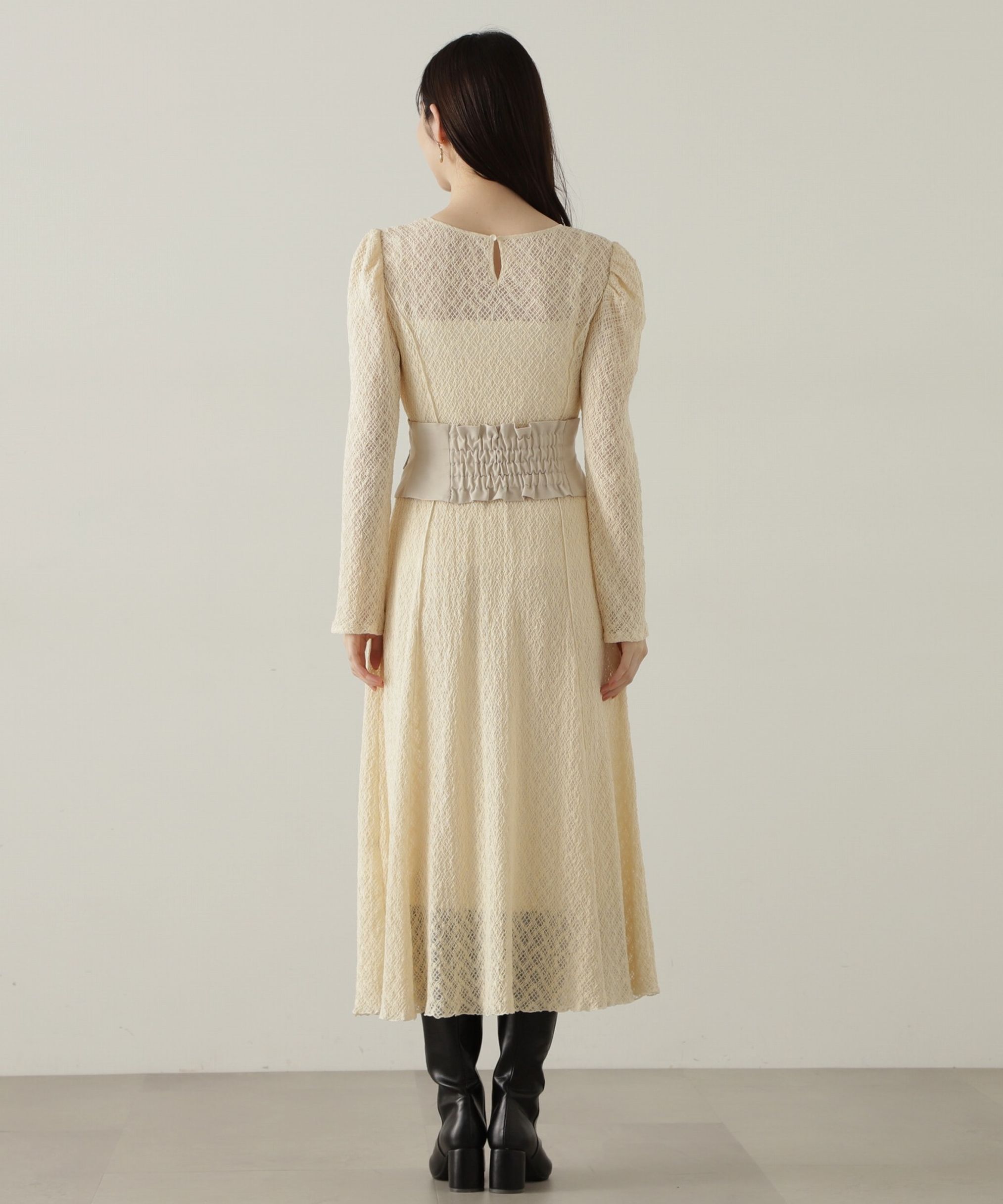 PROPORTION BODY DRESSING「コルセットベルト付きレースワンピース　24AW」|ワンピース|