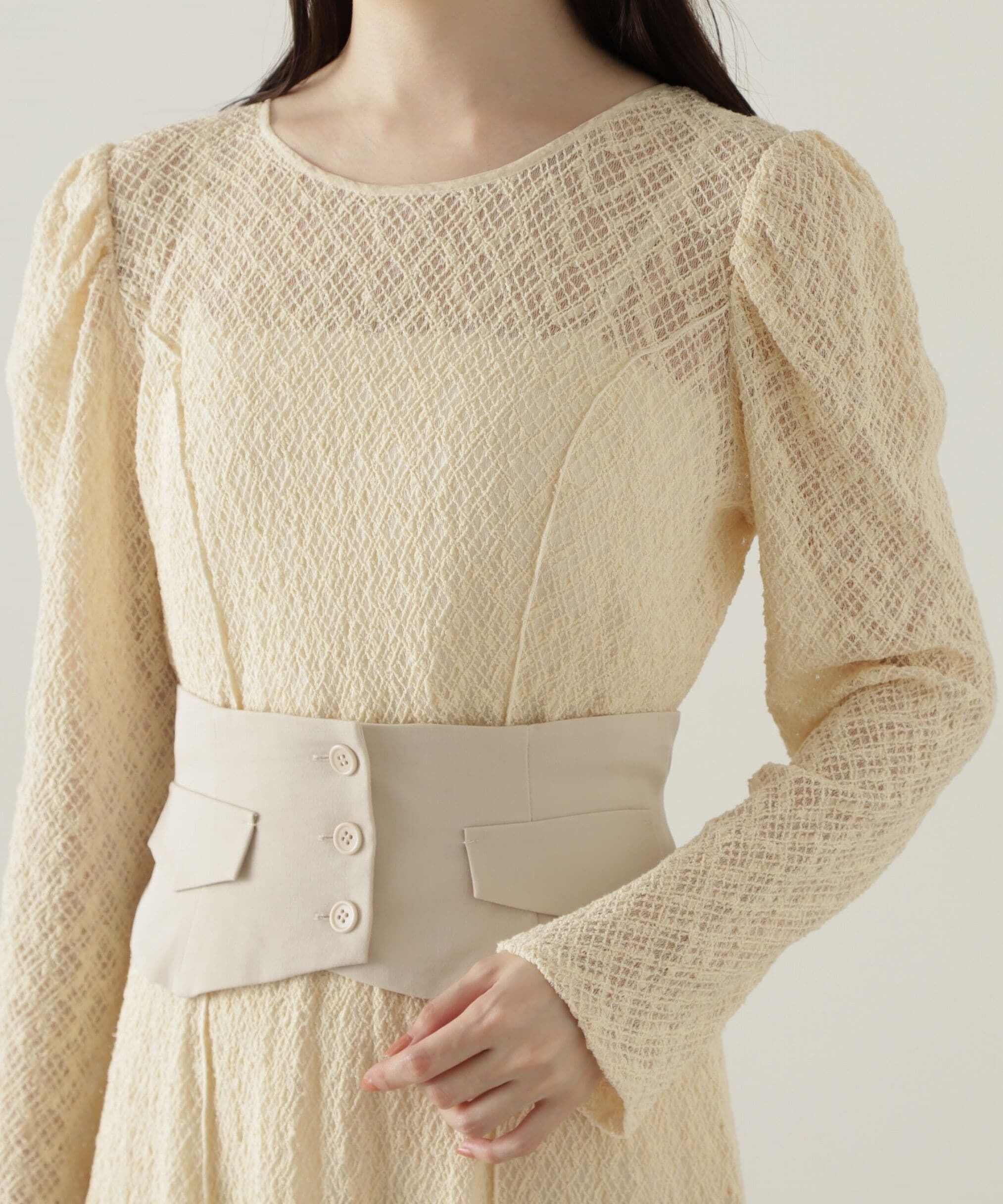 PROPORTION BODY DRESSING「コルセットベルト付きレースワンピース　24AW」|ワンピース|