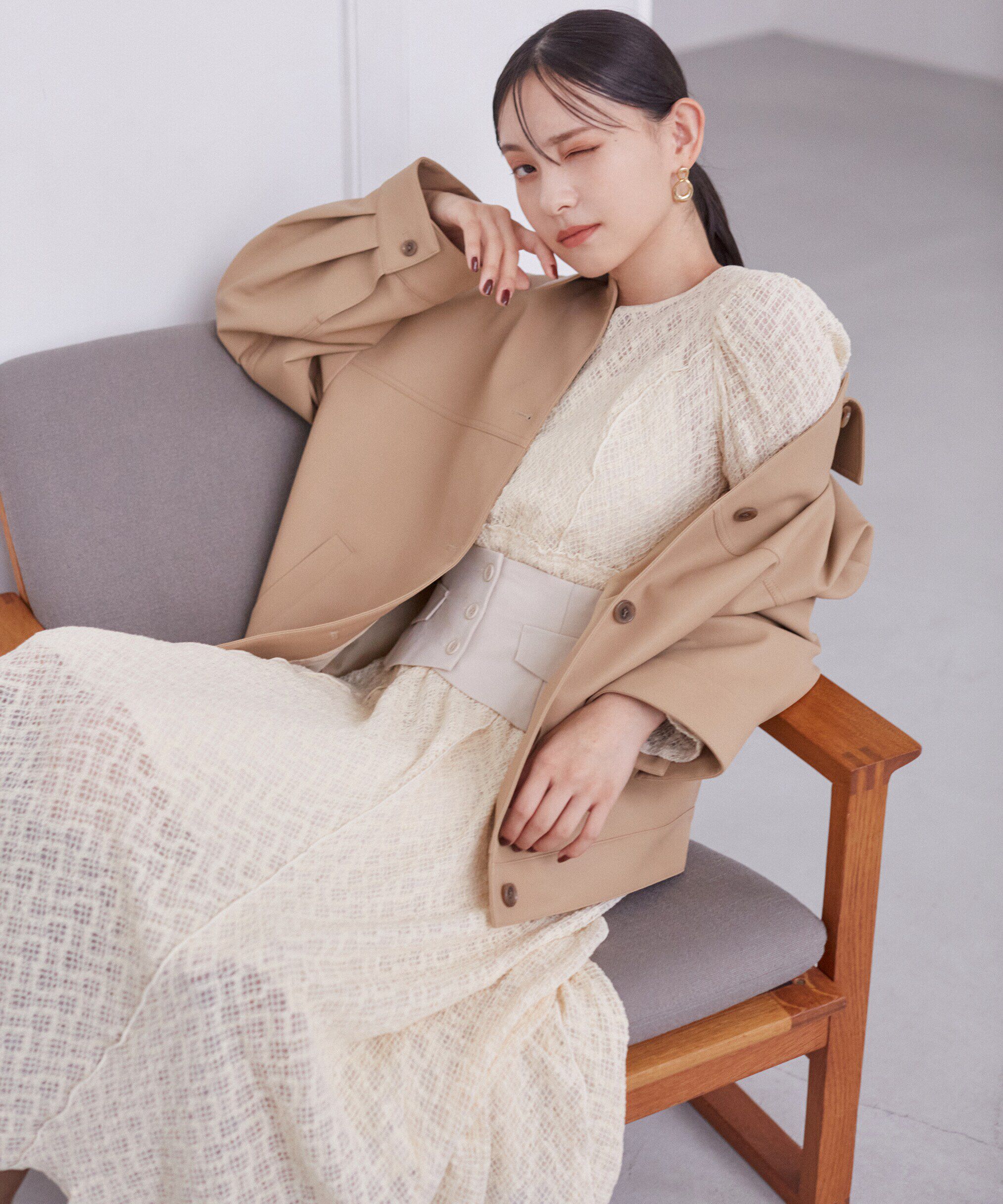 PROPORTION BODY DRESSING「コルセットベルト付きレースワンピース　24AW」|ワンピース|