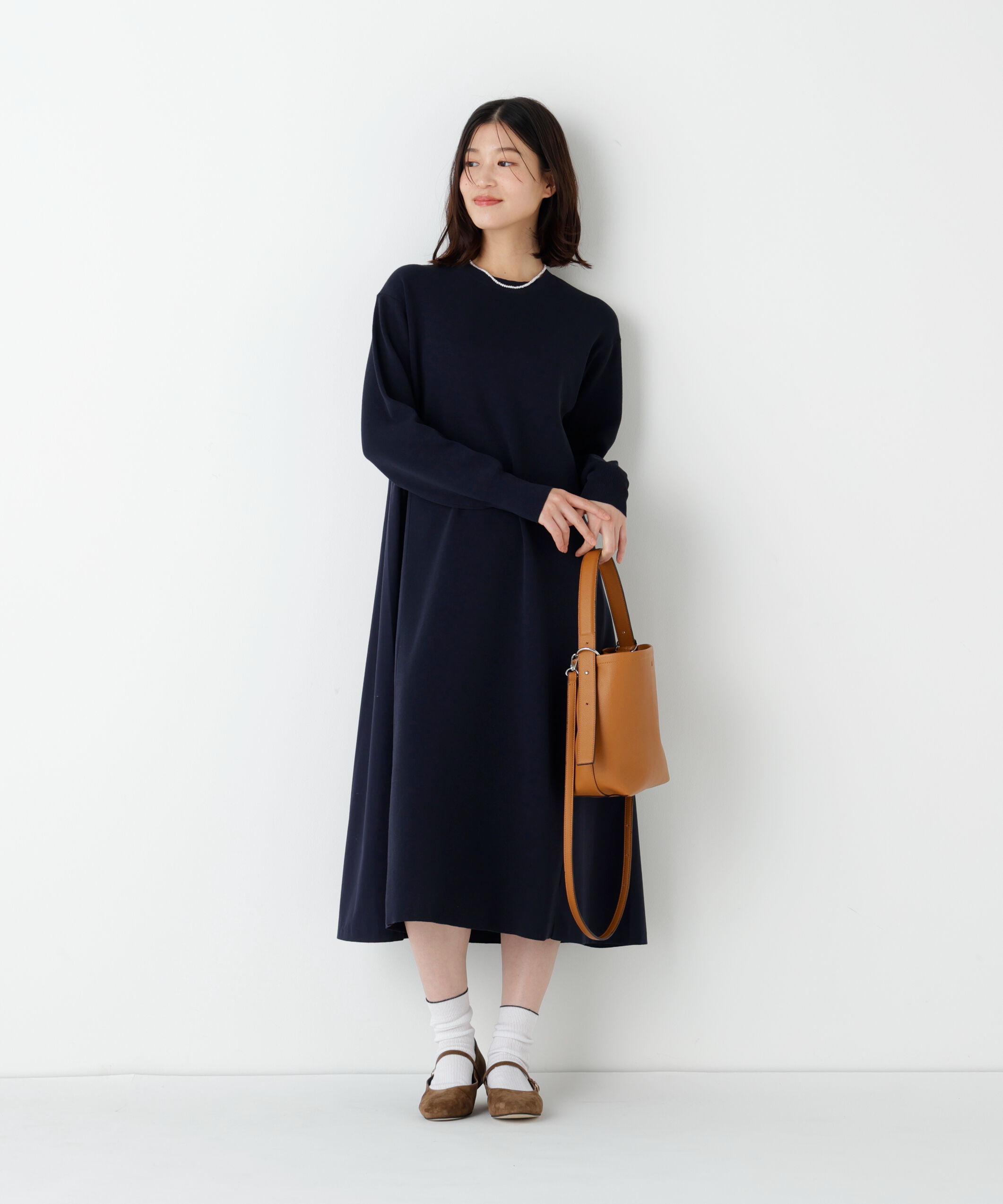  「◆《ウォッシャブル》布帛コンビ綿ナイロンニットワンピース」|ワンピース|