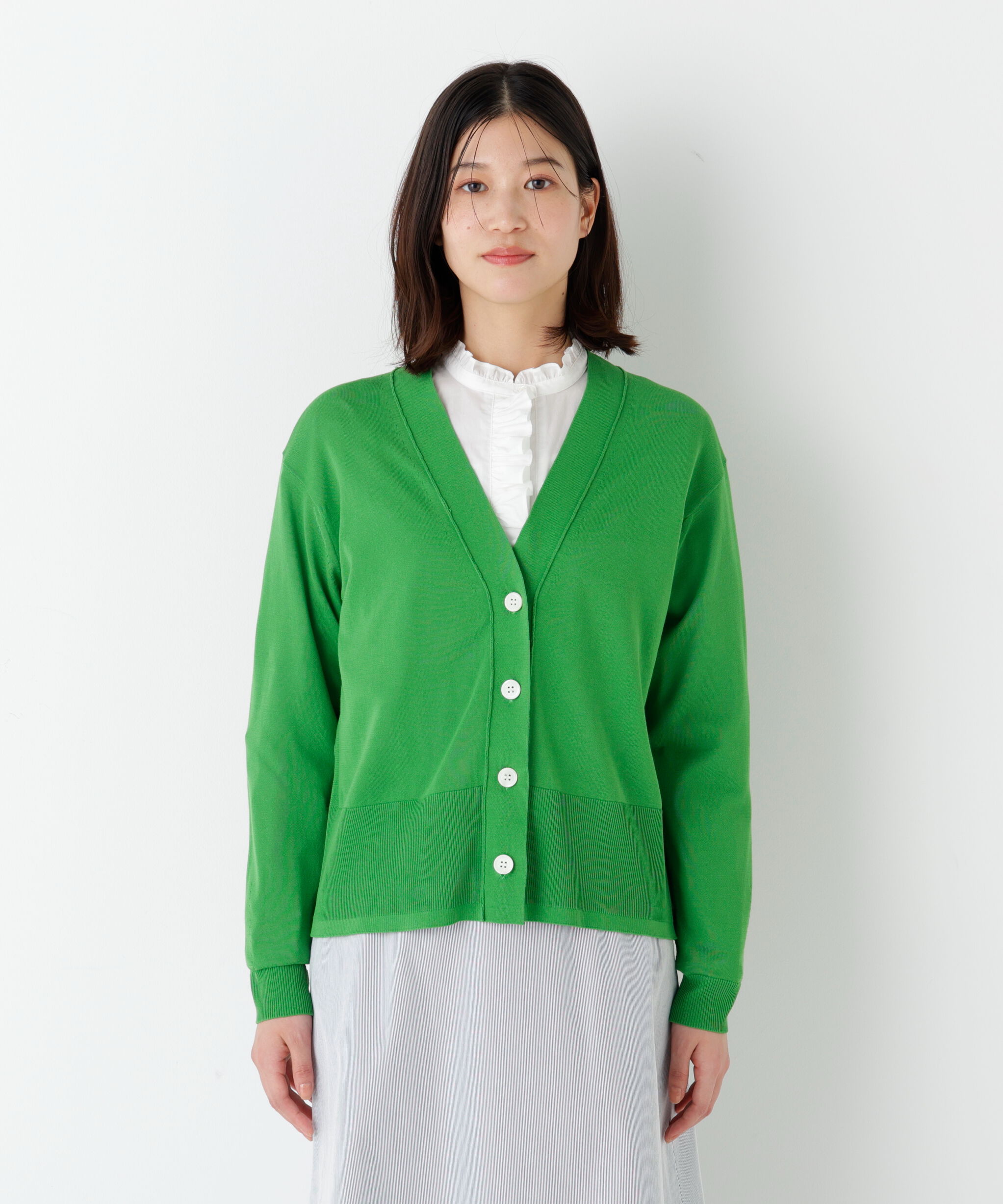  「◆《ウォッシャブル》アイレットＶネックカーディガン」|ニット・セーター|