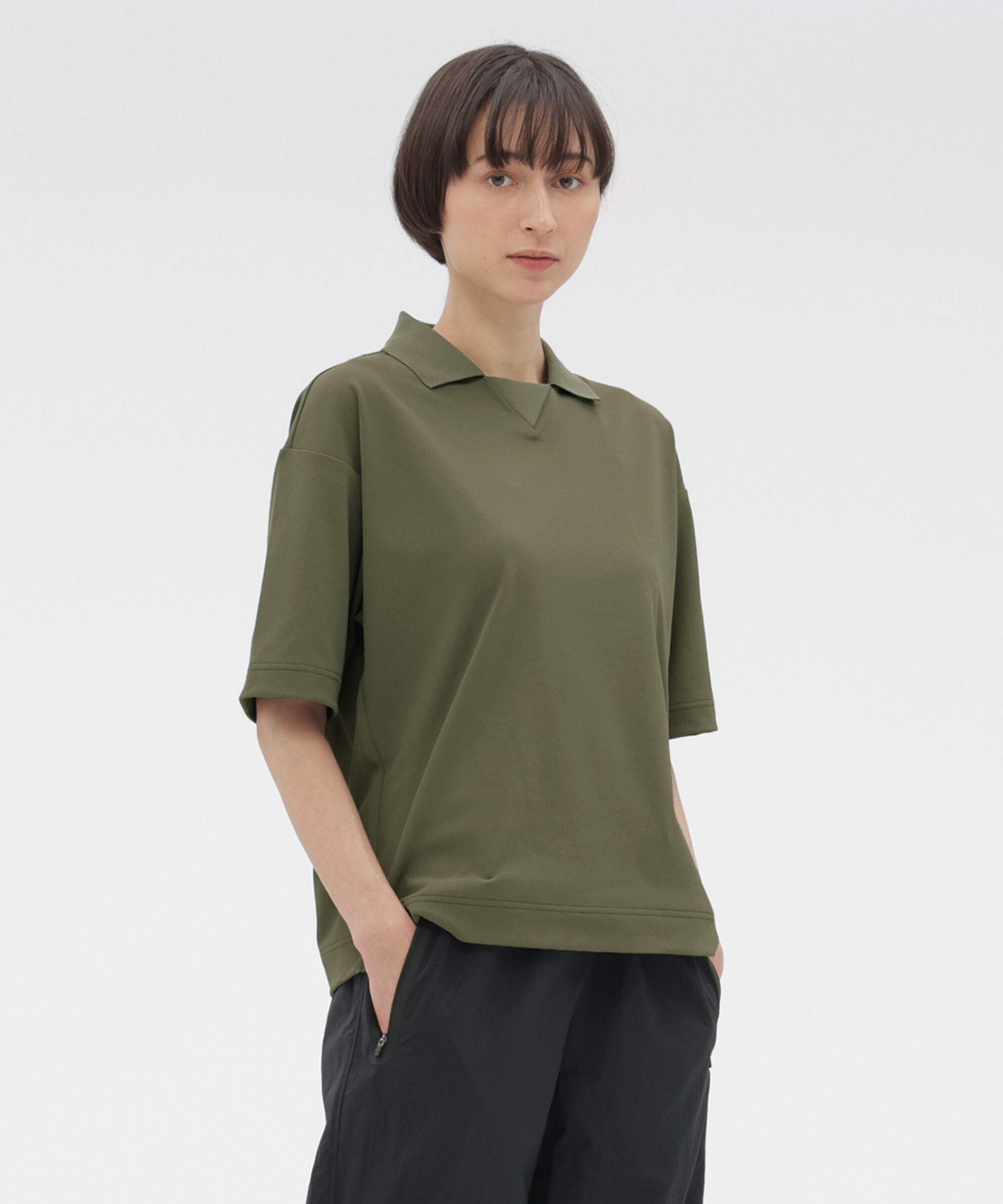  「HIGHDENCE MESH JERSEY TOP」|Tシャツ・カットソー|KHAKI