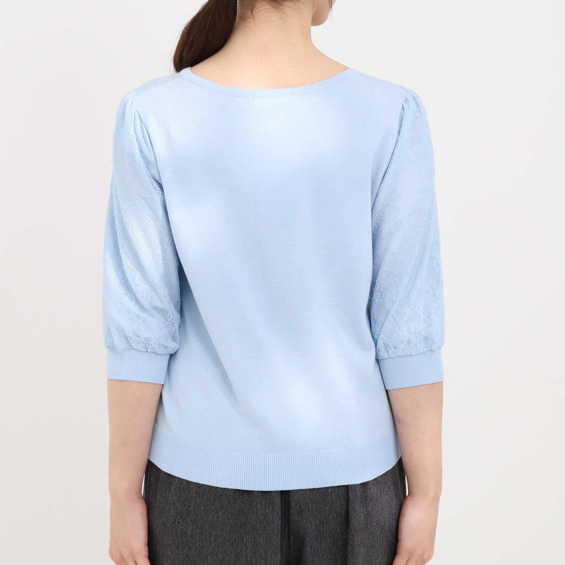 SHOO･LA･RUE「【洗濯機可/S-LL】華やかレース5分袖ニット」|ニット・セーター|