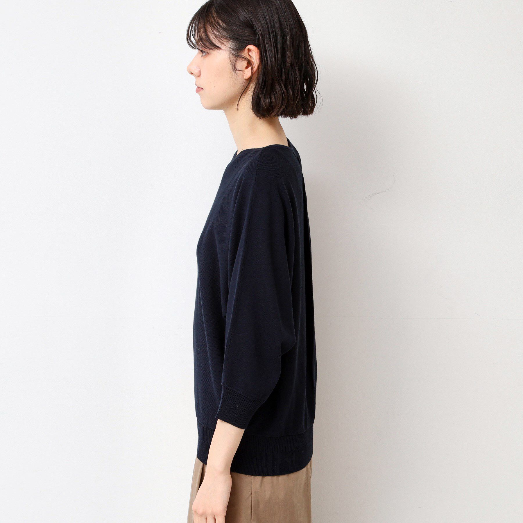 Dessin「【選べる7色展開・洗える】後ろボタンニットプルオーバー七分袖（XS～L）」|ニット・セーター|