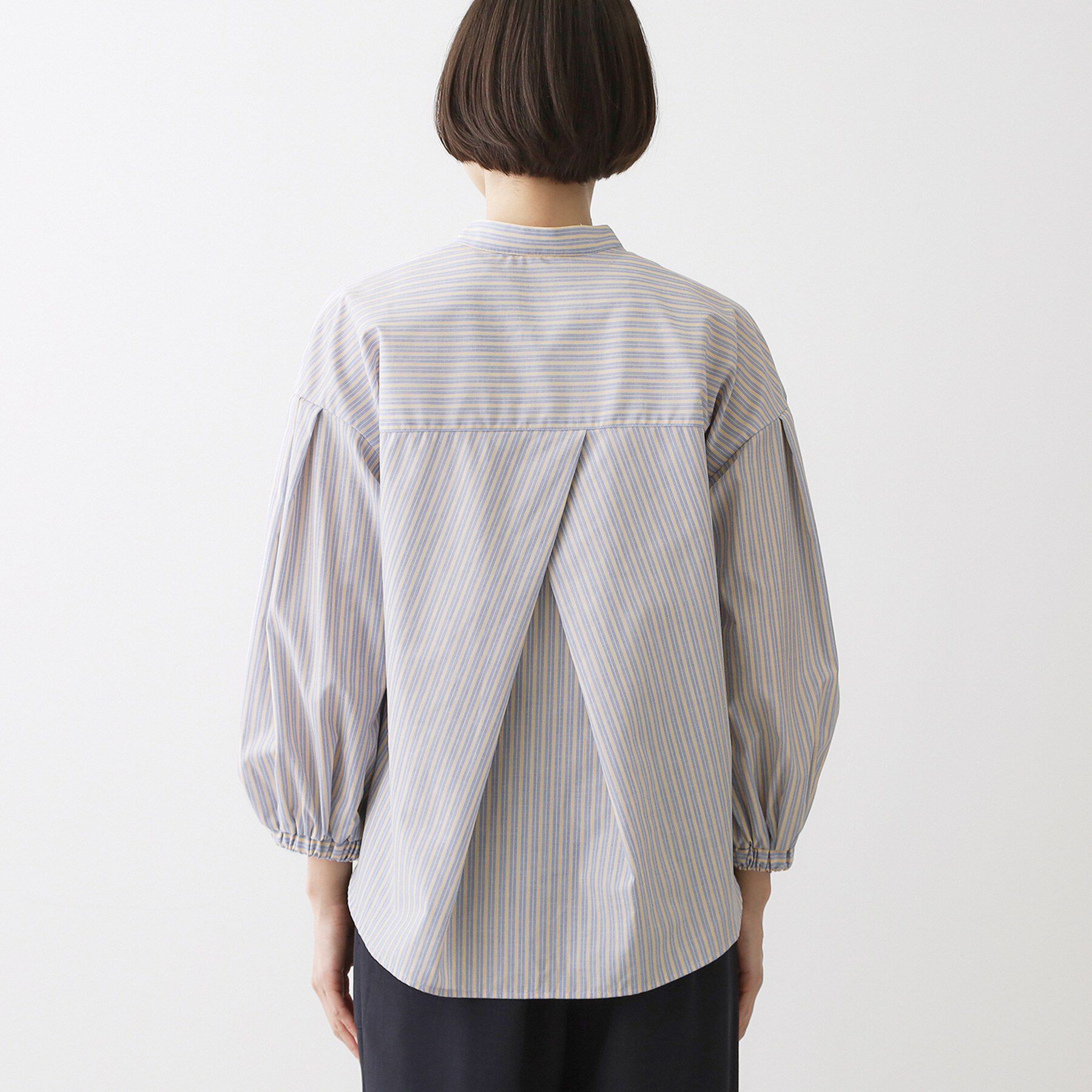 Dessin「【洗える】バルーンスリーブバンドカラーシャツ」|シャツ・ブラウス|