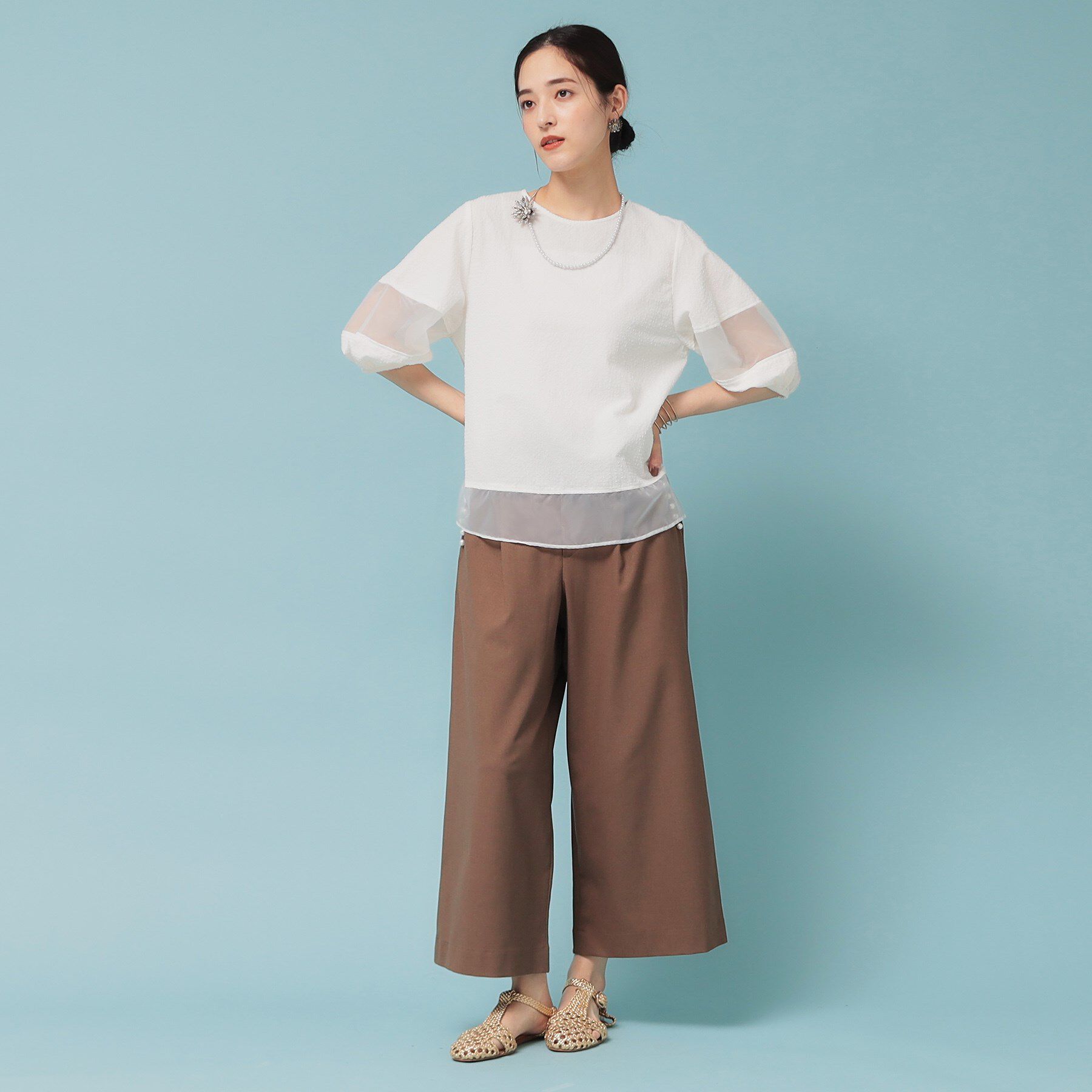 SunaUna「【7分袖】ボリュームパフスリーブ袖トップス」|シャツ・ブラウス|