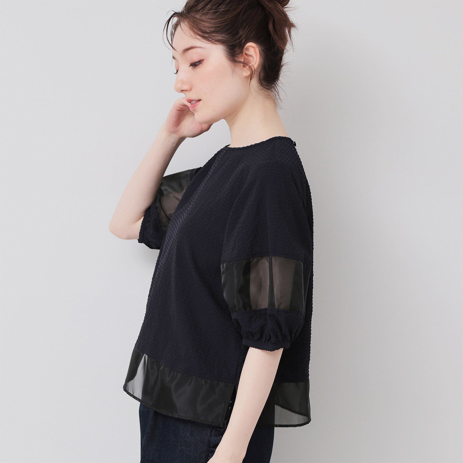 SunaUna「【7分袖】ボリュームパフスリーブ袖トップス」|シャツ・ブラウス|