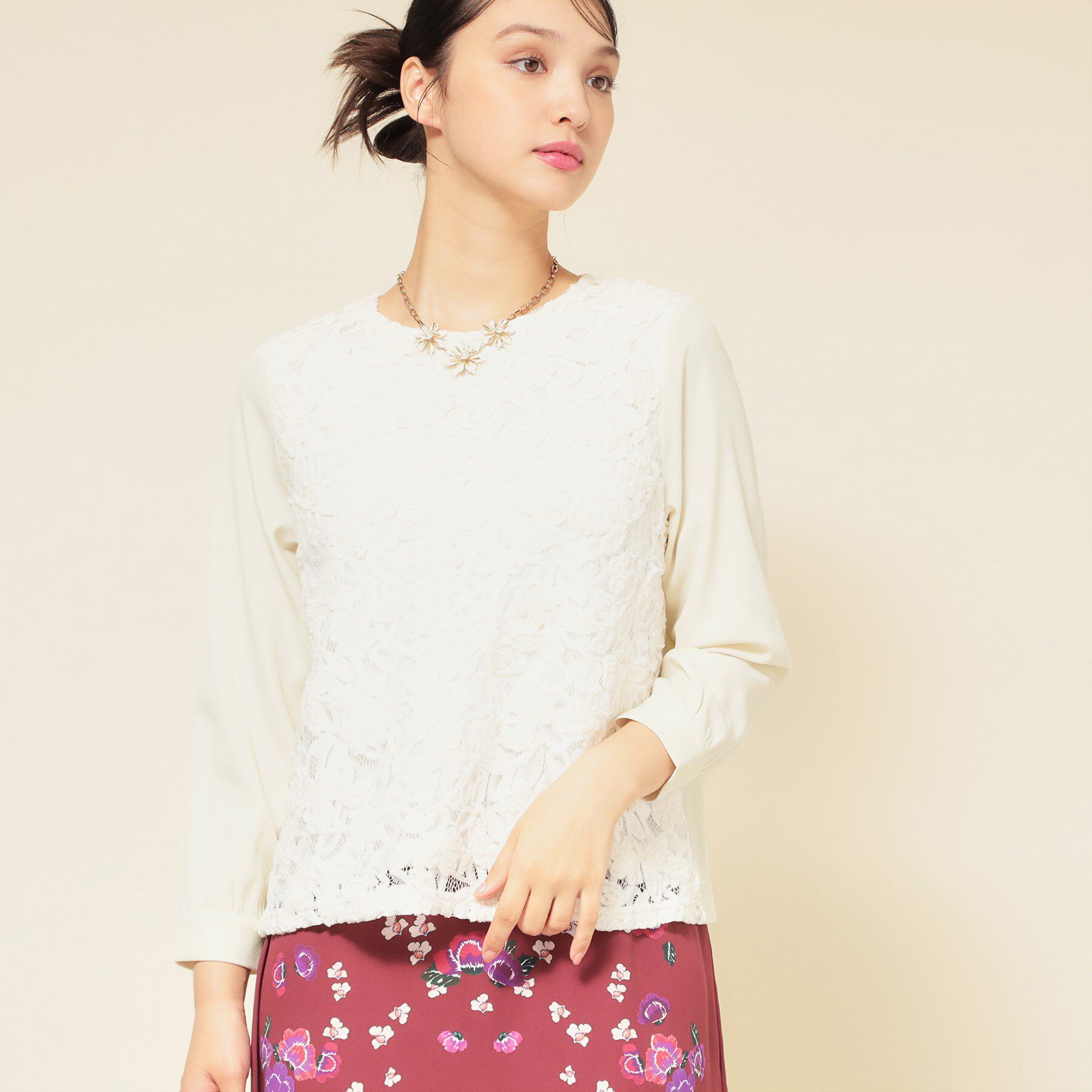 SunaUna「【モールレース／セットアップ可】パフスリーブブラウス」|シャツ・ブラウス|