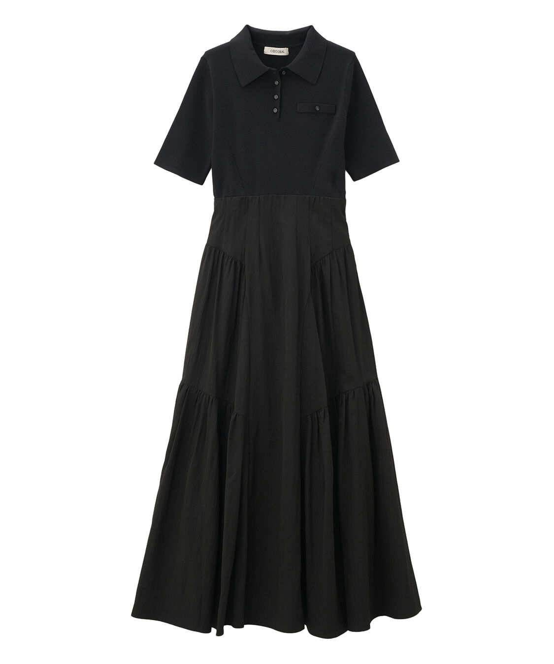 COCO DEAL「ポロニットドッキングワンピース」|ワンピース|ブラック