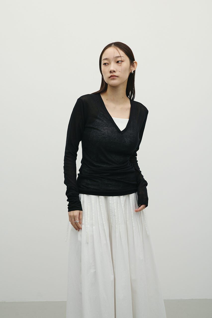 STYLEMIXER「ディープVネックシアートップ」|ニット・セーター|