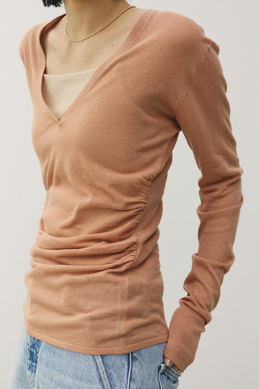 STYLEMIXER「ディープVネックシアートップ」|ニット・セーター|