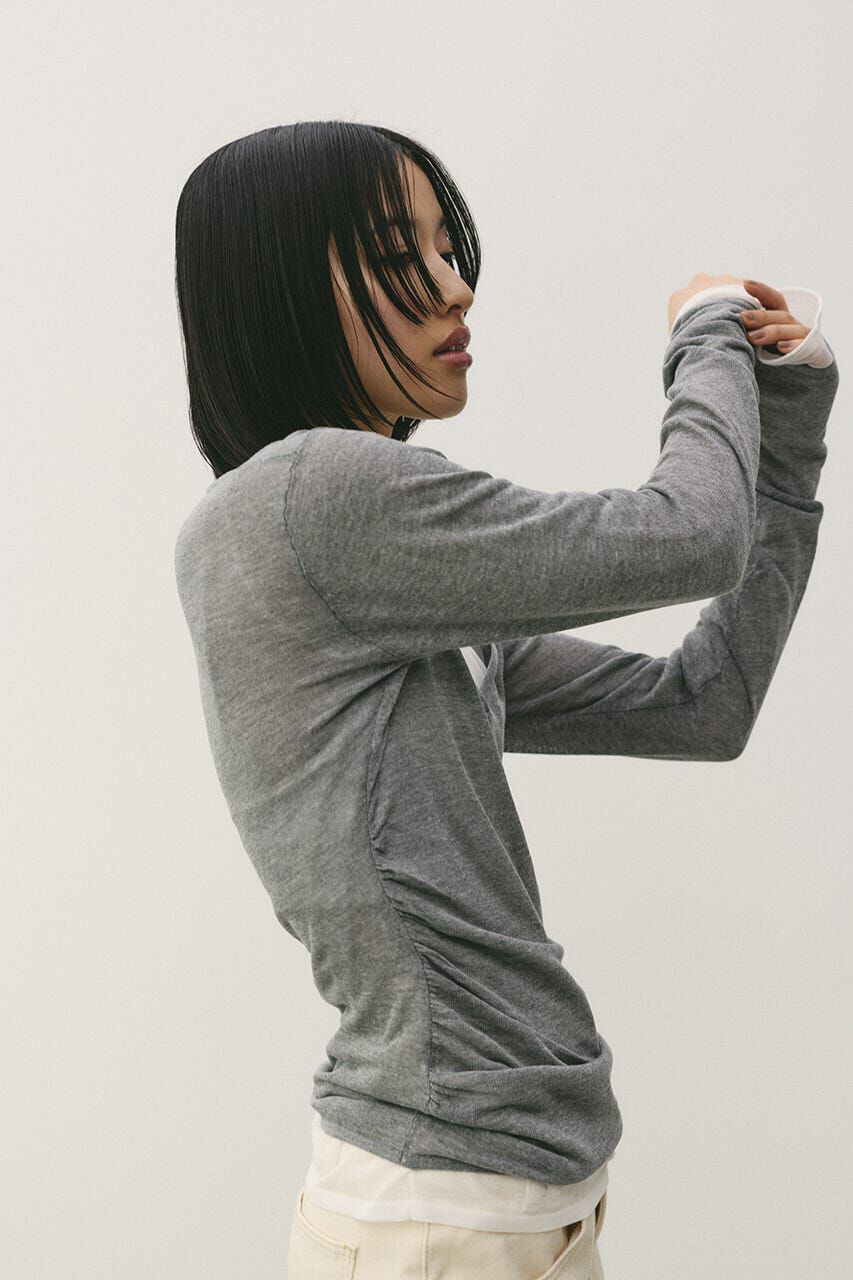 STYLEMIXER「ディープVネックシアートップ」|ニット・セーター|