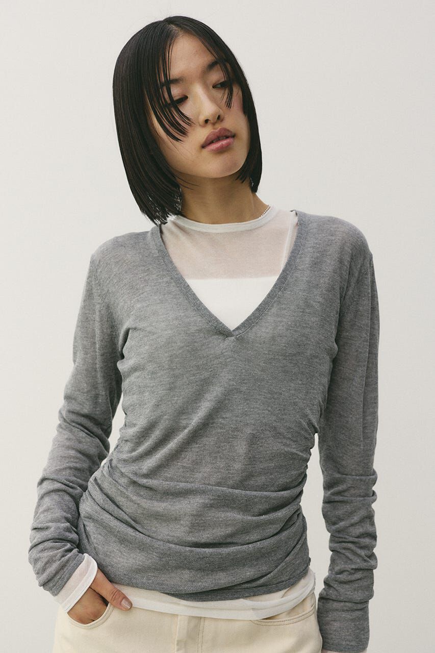 STYLEMIXER「ディープVネックシアートップ」|ニット・セーター|