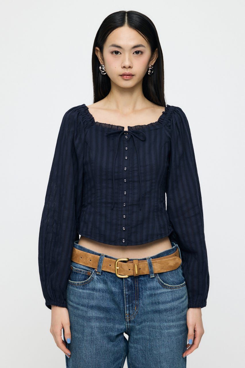 MOUSSY「LACE TRIMMED CORSET ブラウス」|シャツ・ブラウス|NVY