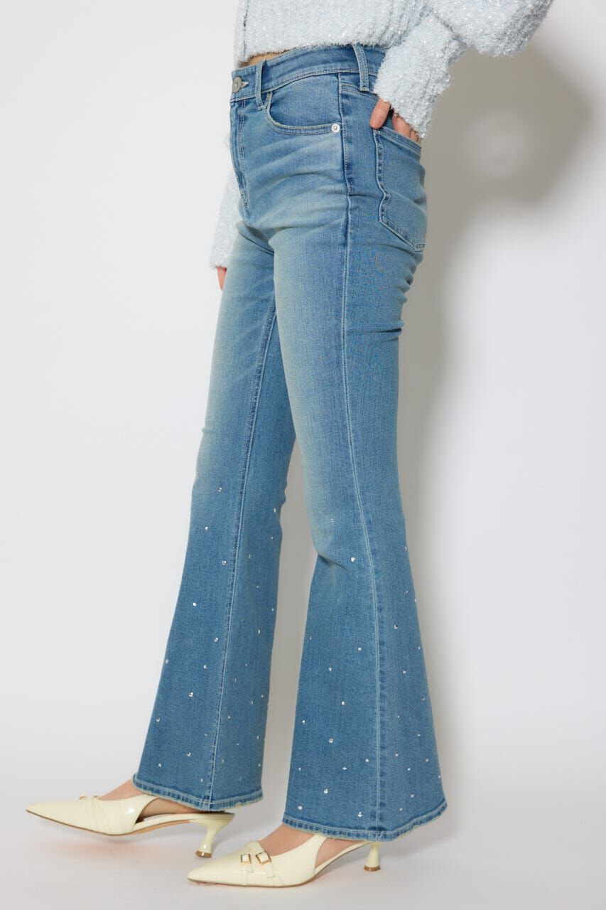 rienda「ビジュージャストウエストフレアデニムパンツ」|デニム|