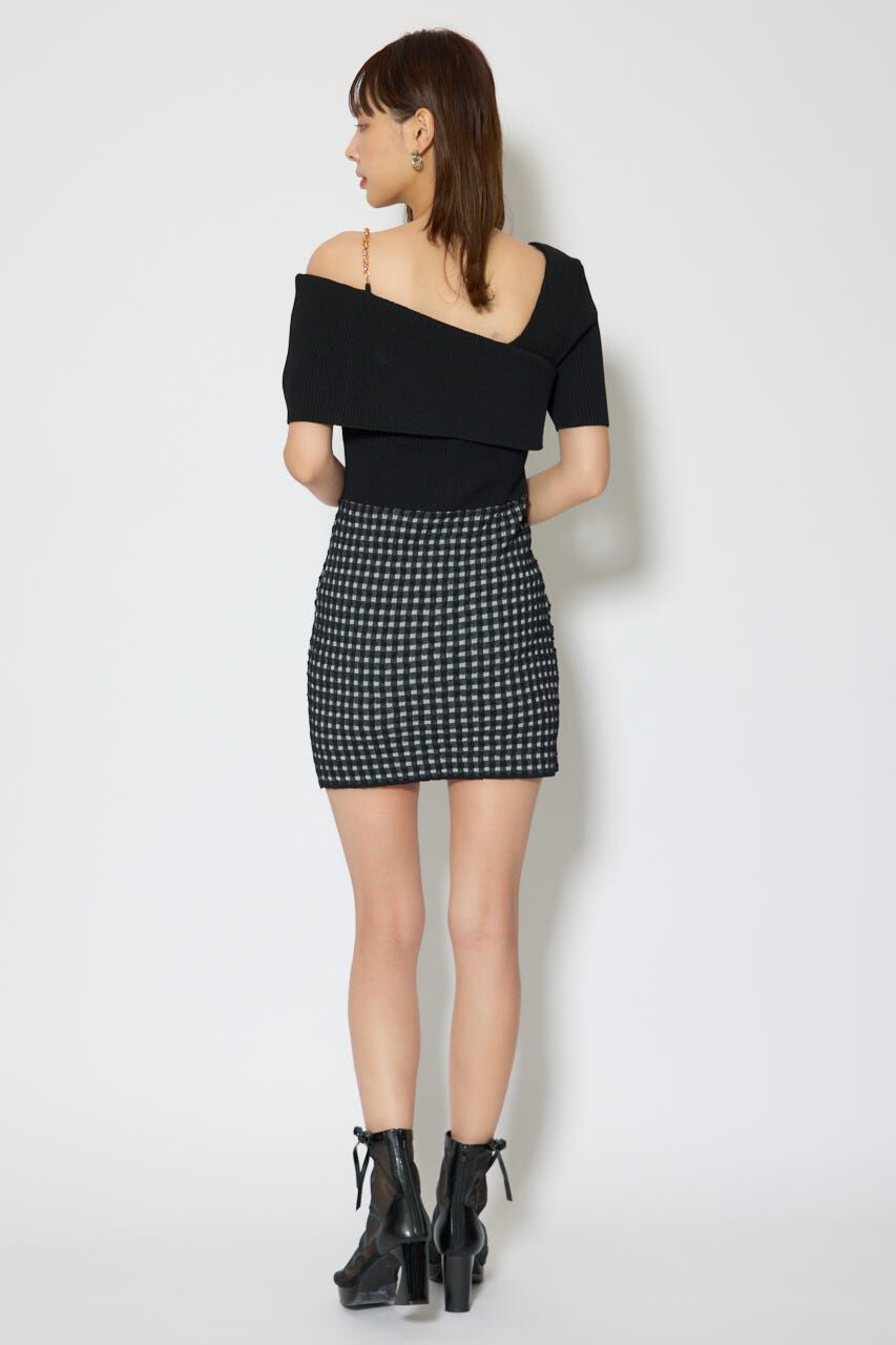 rienda「アシンメトリーツイードミニニットワンピース」|ワンピース|