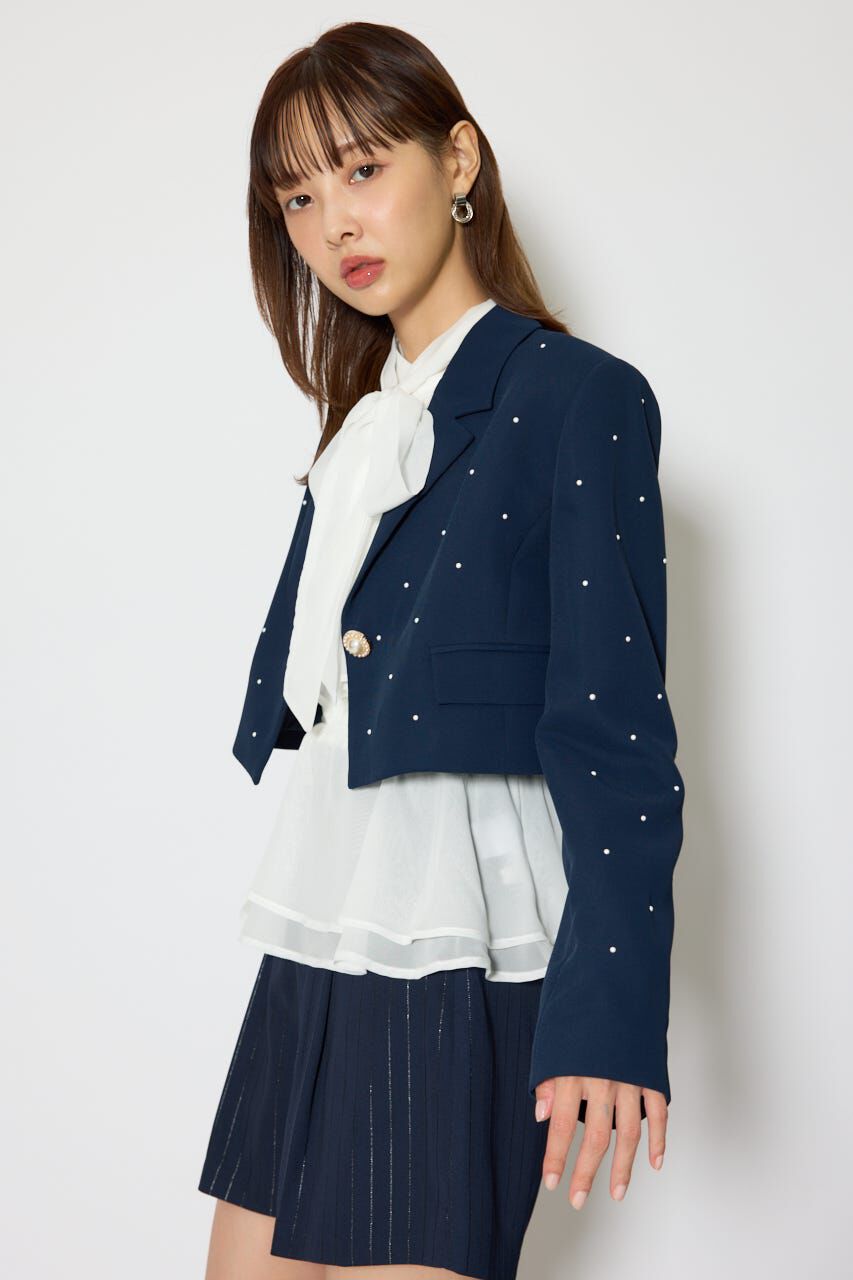 rienda「パール付きシングルショートテーラードジャケット」|その他|