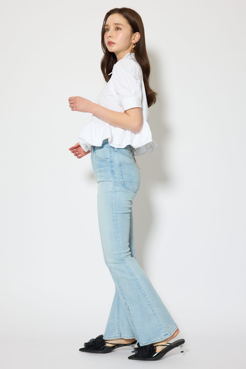 rienda「レースアップハイウエストデニムパンツ」|デニム|