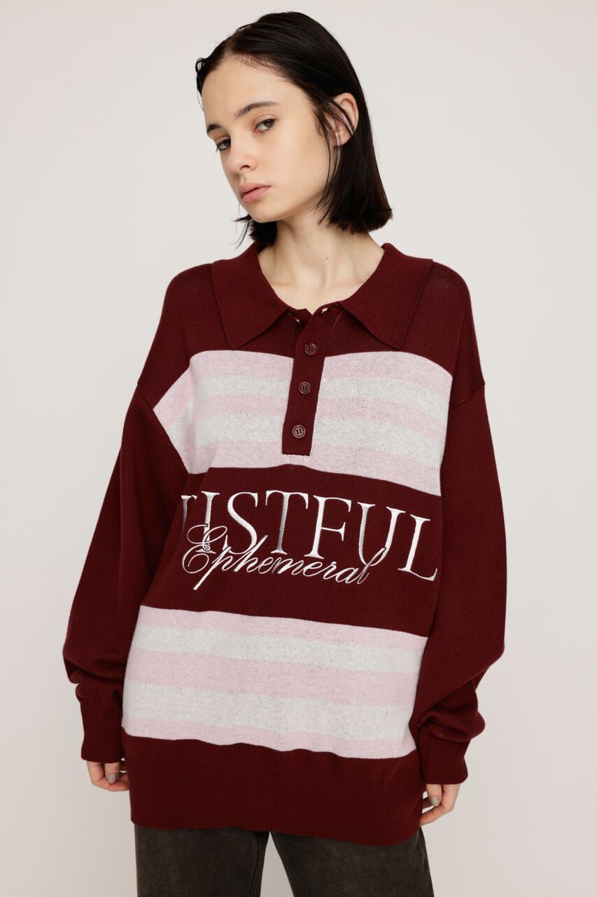 SLY「FRONT LOGO POLO トップス」|ニット・セーター|D/RED3