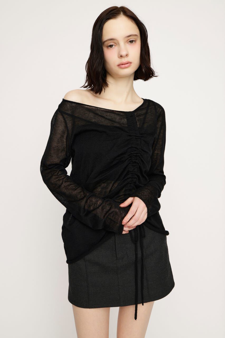 SLY「SHEER KNIT トップス」|ニット・セーター|BLK