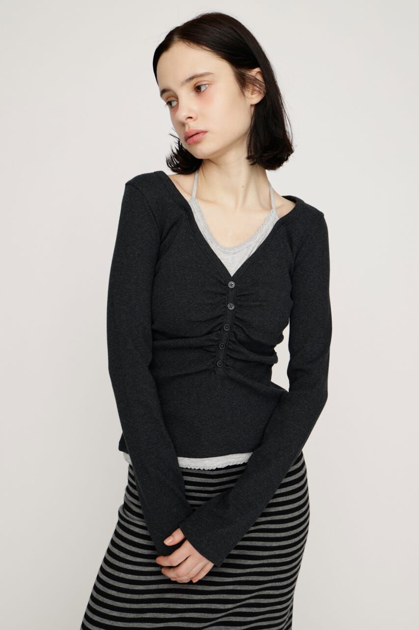 SLY「LAYERED LIKE CUT トップス」|Tシャツ・カットソー|L/BLK1